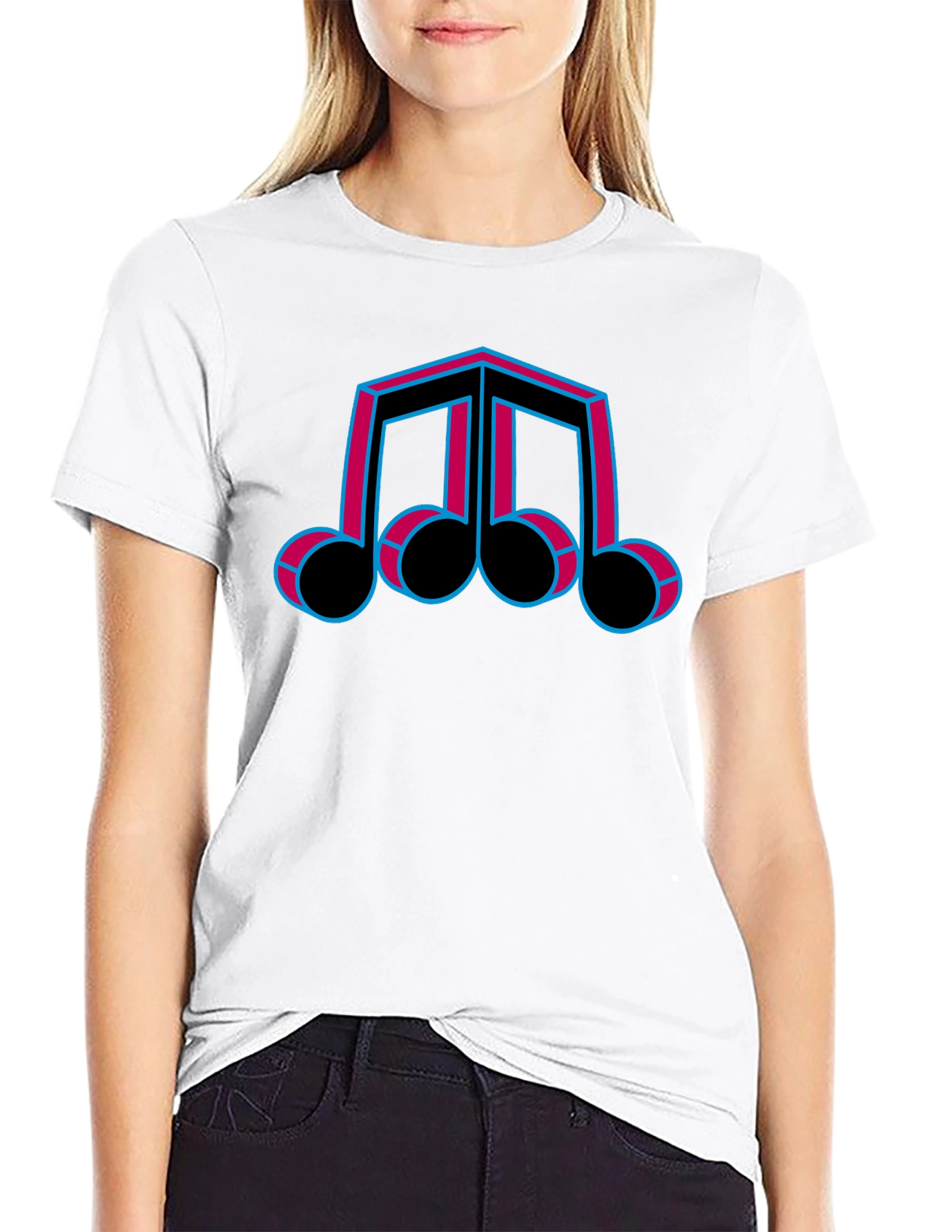 Musical Notes Graphic Tee - Black T-Shirt