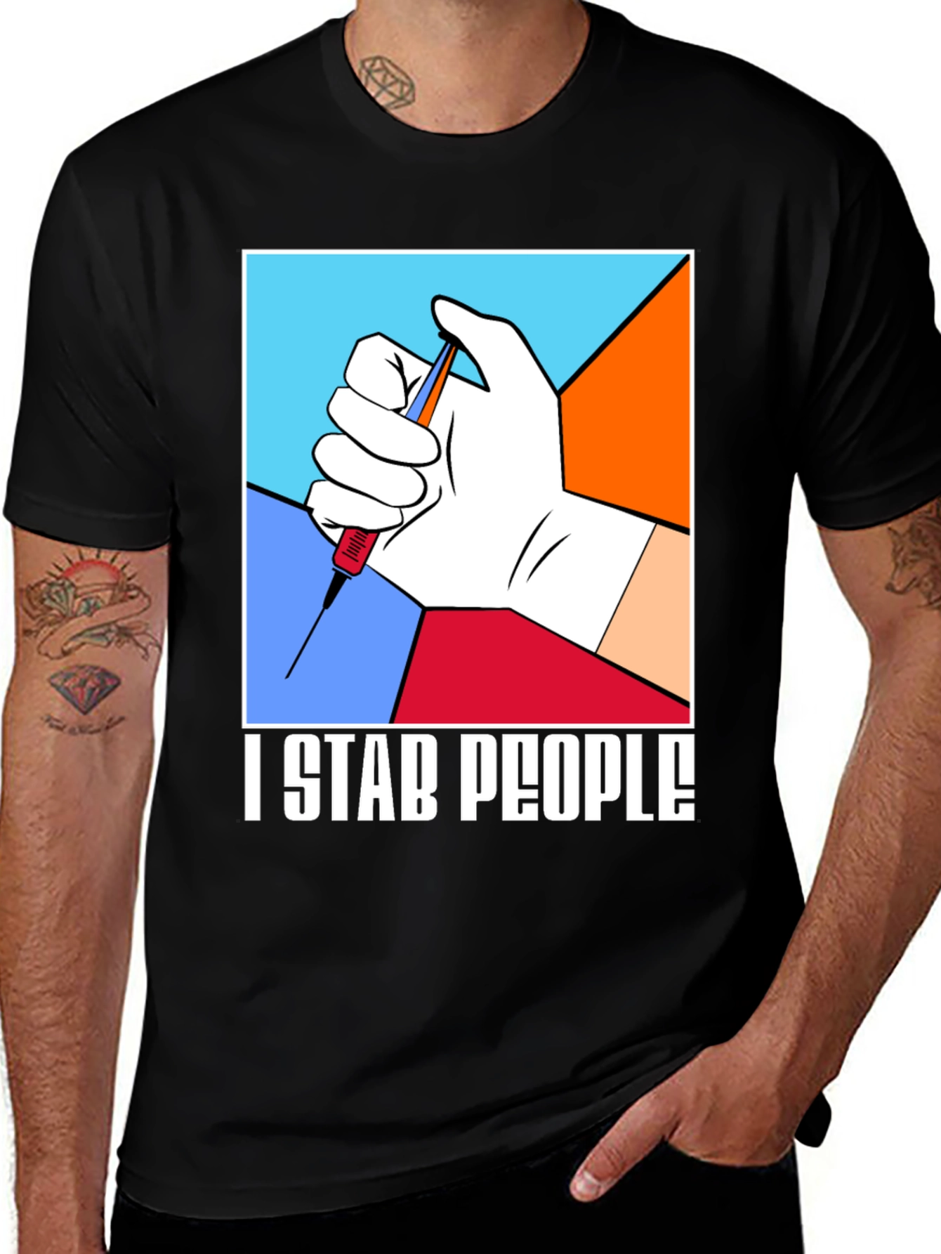 I Stab People T-Shirt - Funny Vaccine Tee