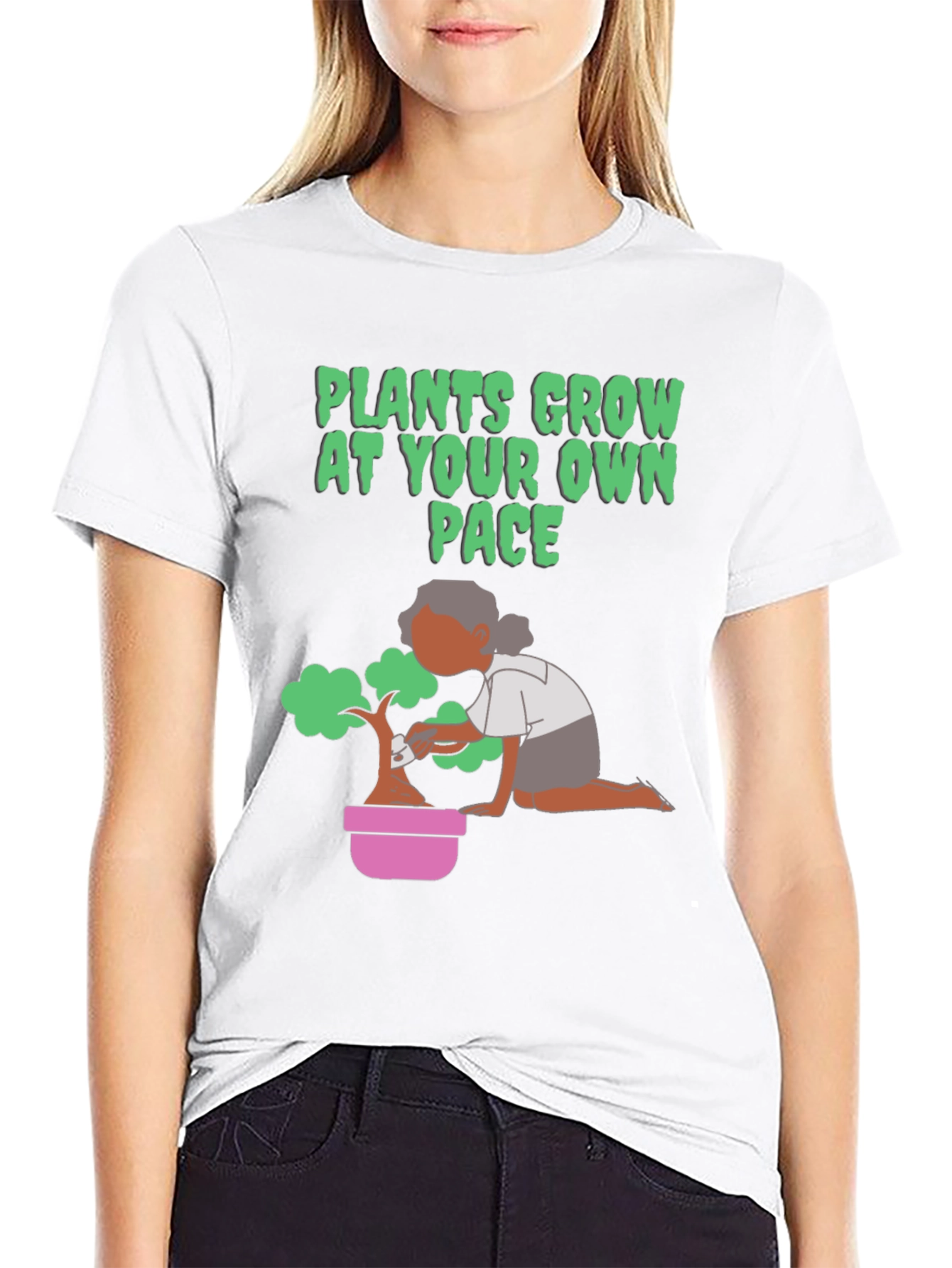 Plants Grow At Your Own Pace Black T-Shirt