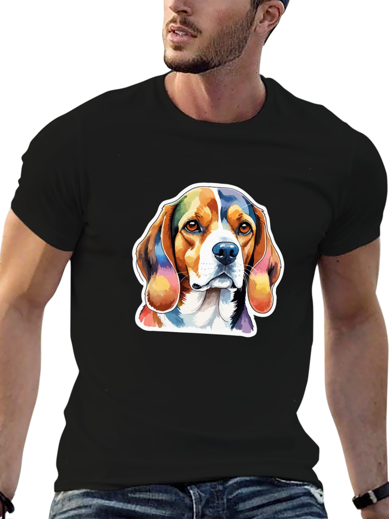 Dog Lover Tee - Rainbow Beagle Graphic