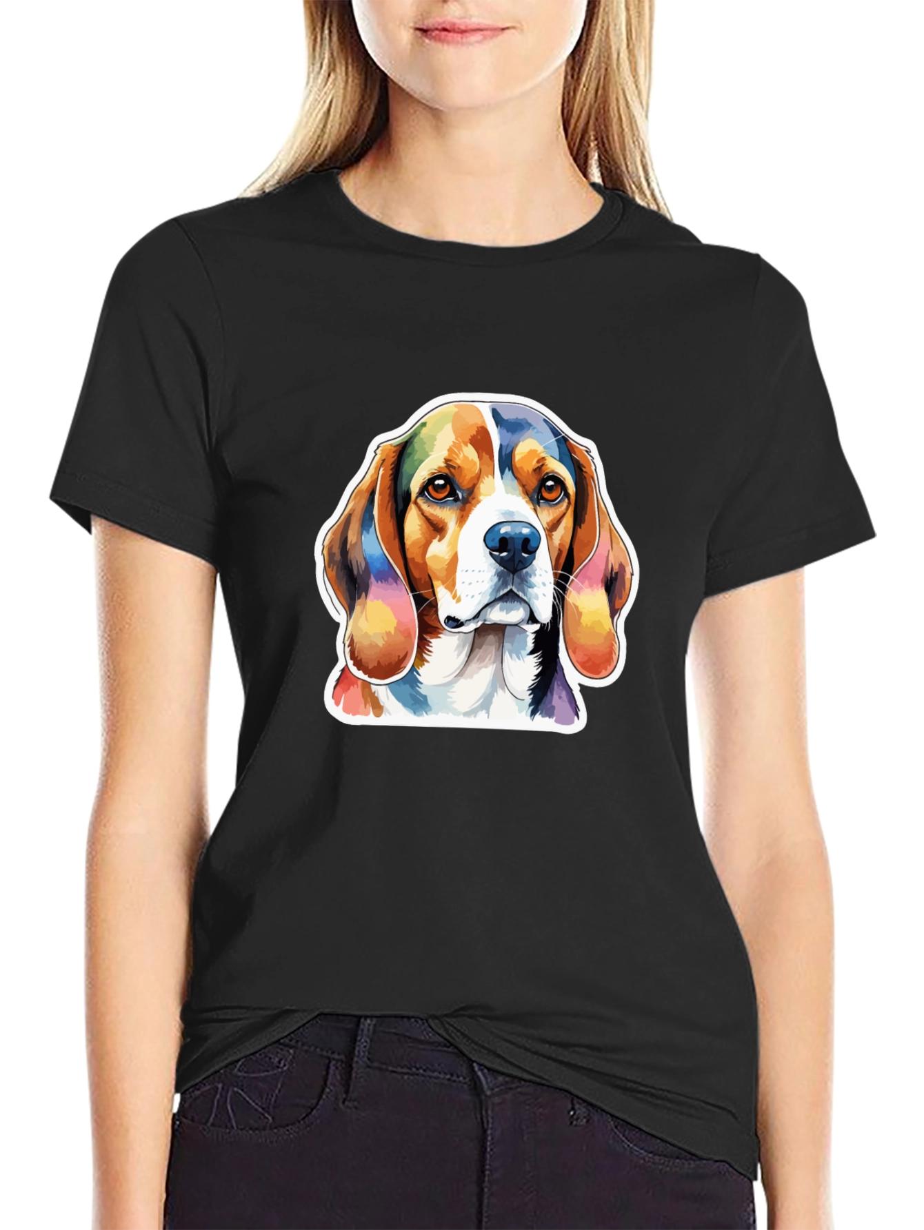 Dog Lover Tee - Rainbow Beagle Graphic