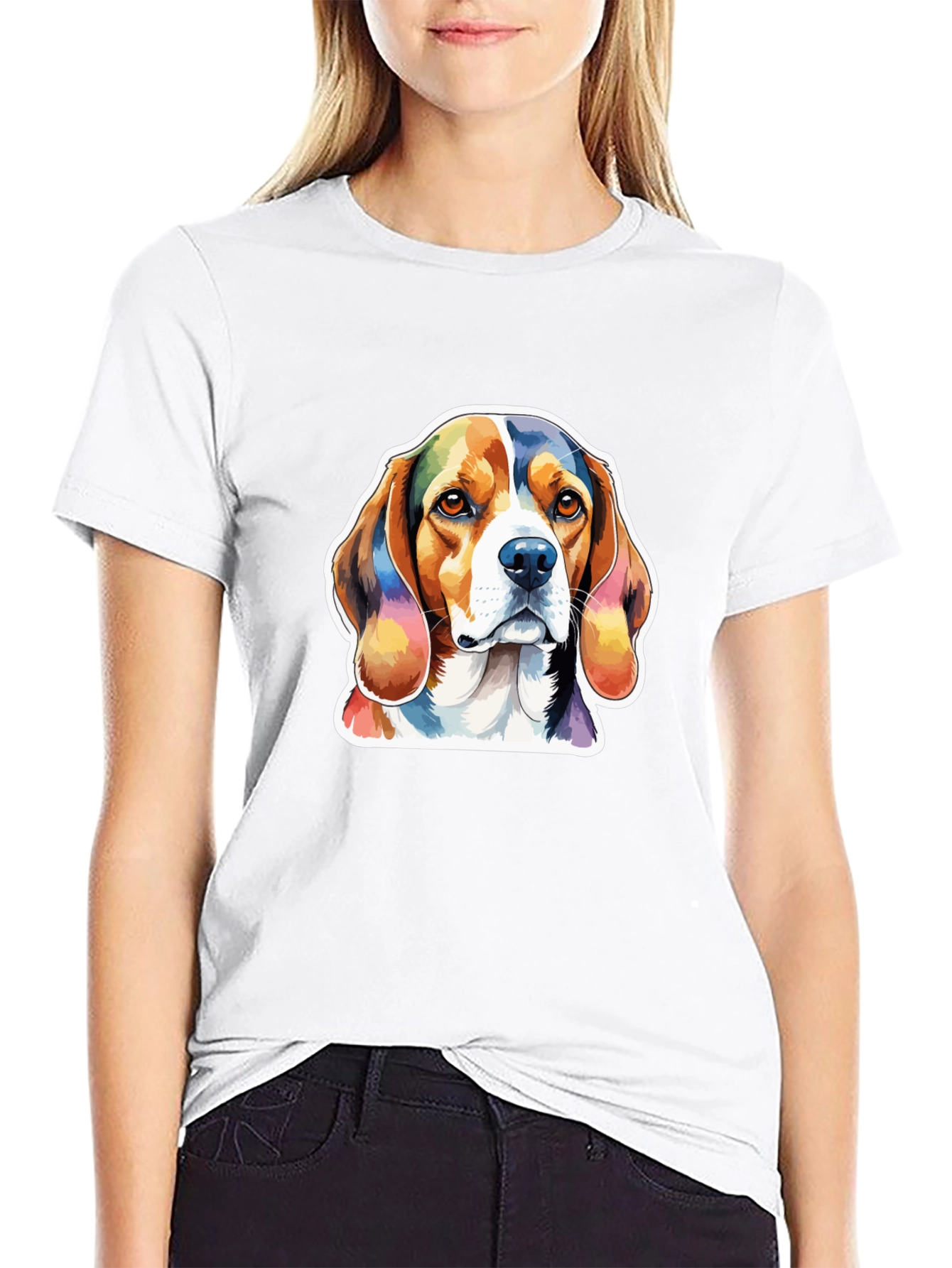 Dog Lover Tee - Rainbow Beagle Graphic