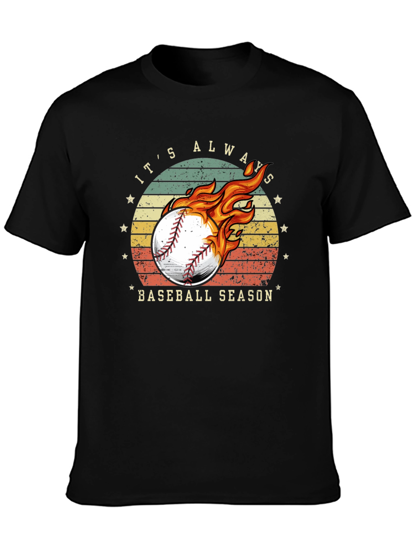 Baseball Season Graphic Tee - Burning Baseball Design