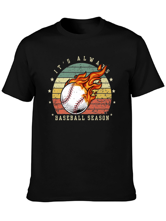 Baseball Season Graphic Tee - Burning Baseball Design