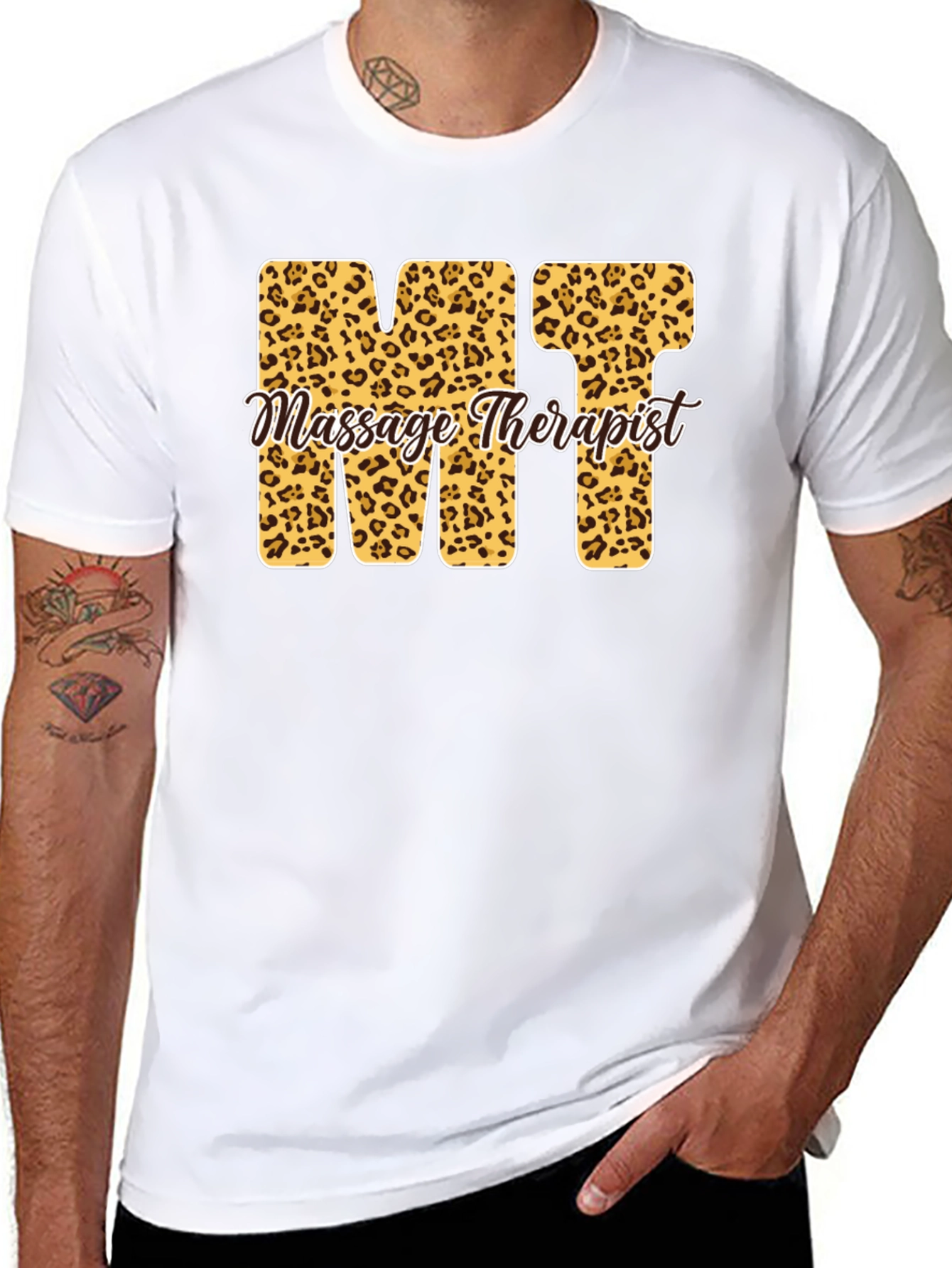 Massage Therapist MT Leopard Print T-Shirt