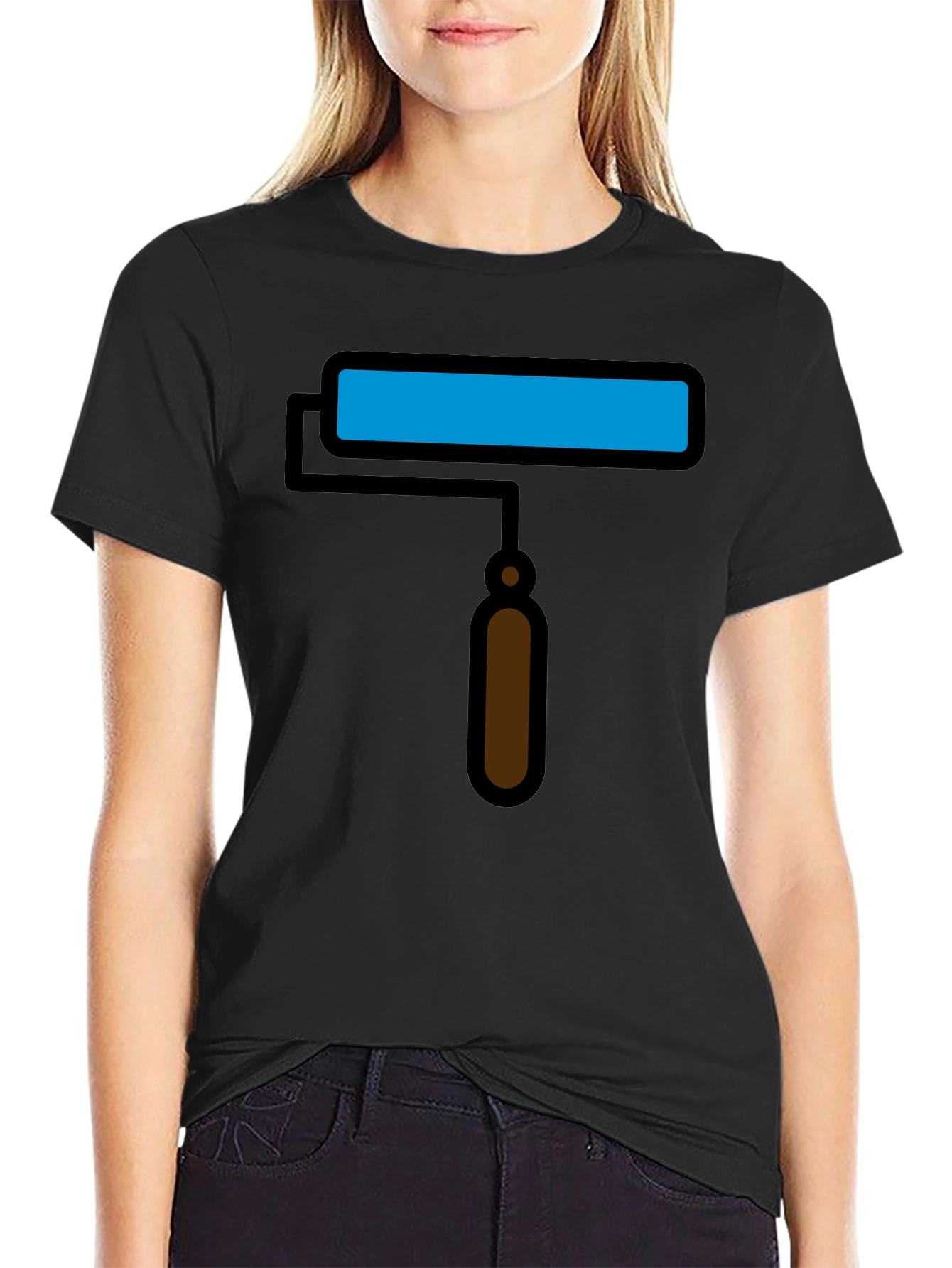 Paint Roller Graphic Tee - Artsy Black T-Shirt