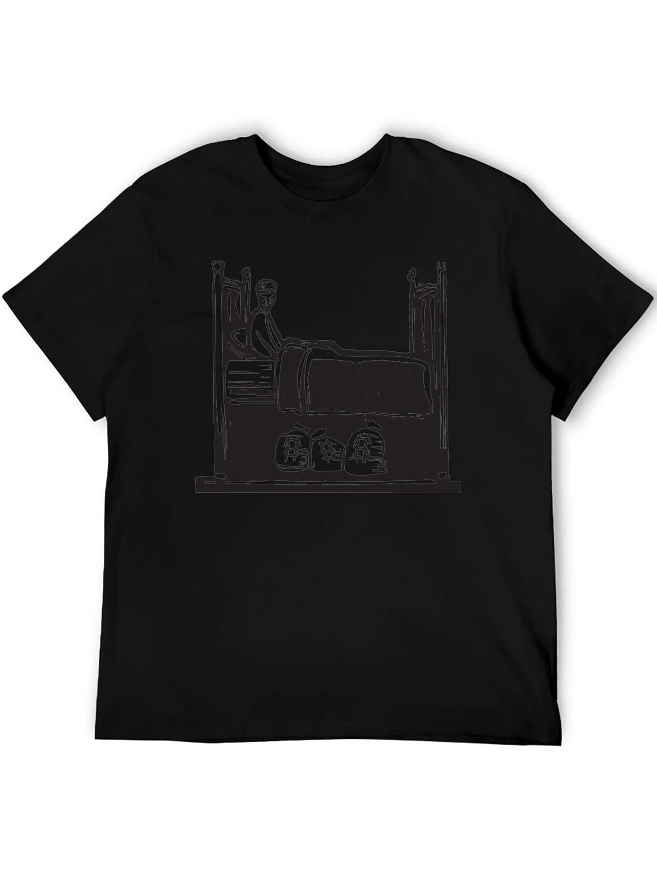 Black Graphic Tee - Sick Patient in Bed