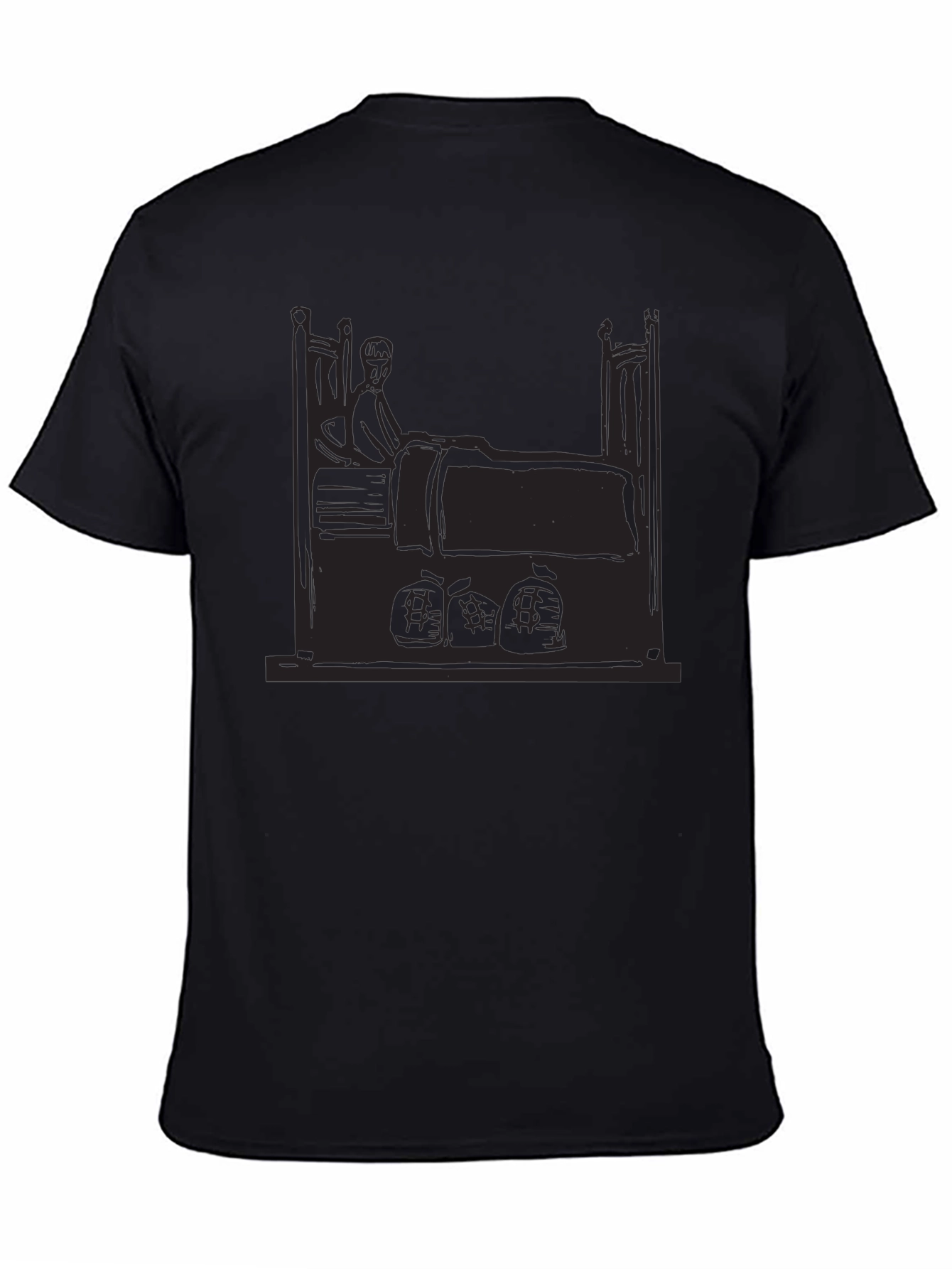 Black Graphic Tee - Sick Patient in Bed