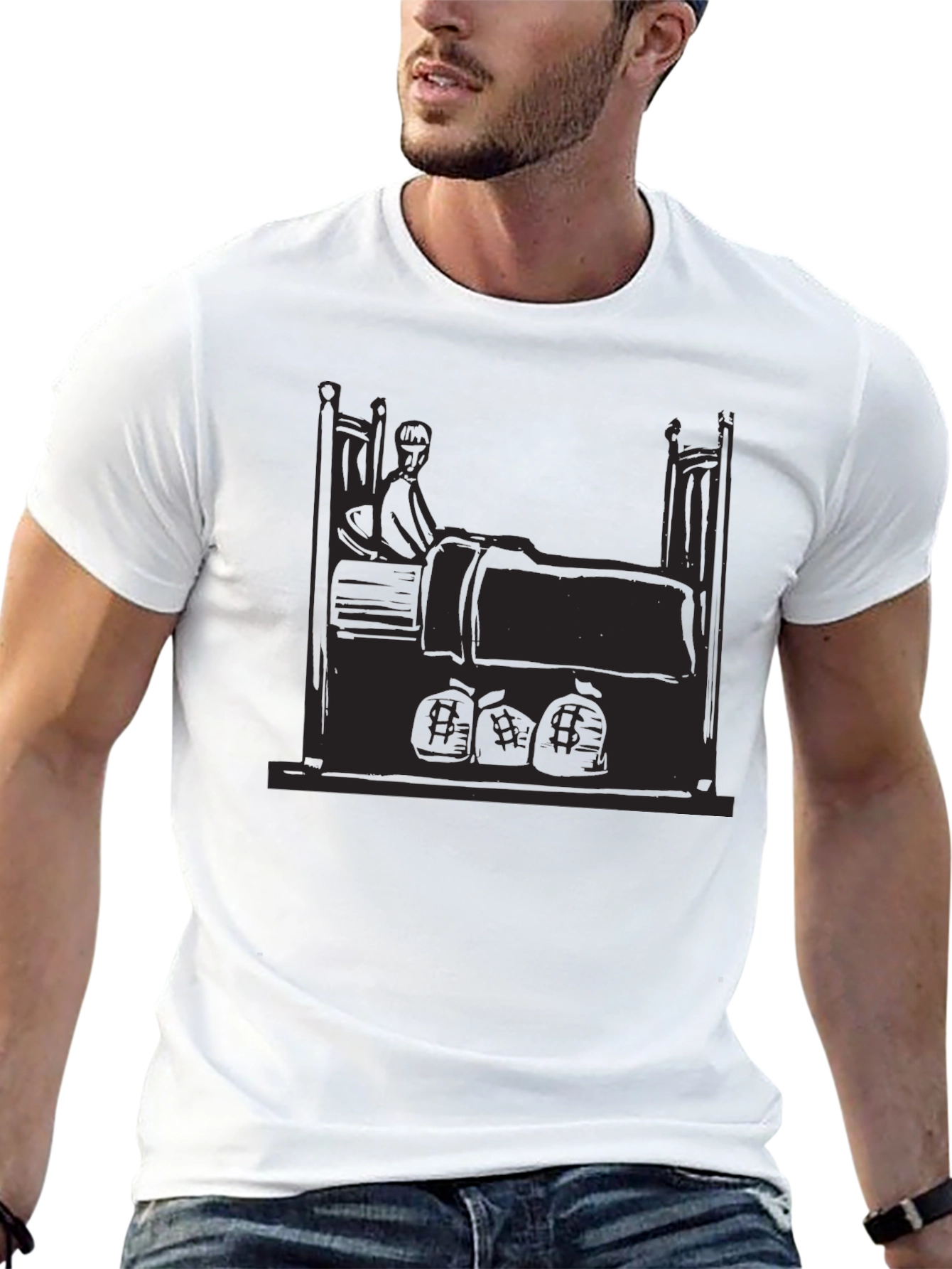 Black Graphic Tee - Sick Patient in Bed