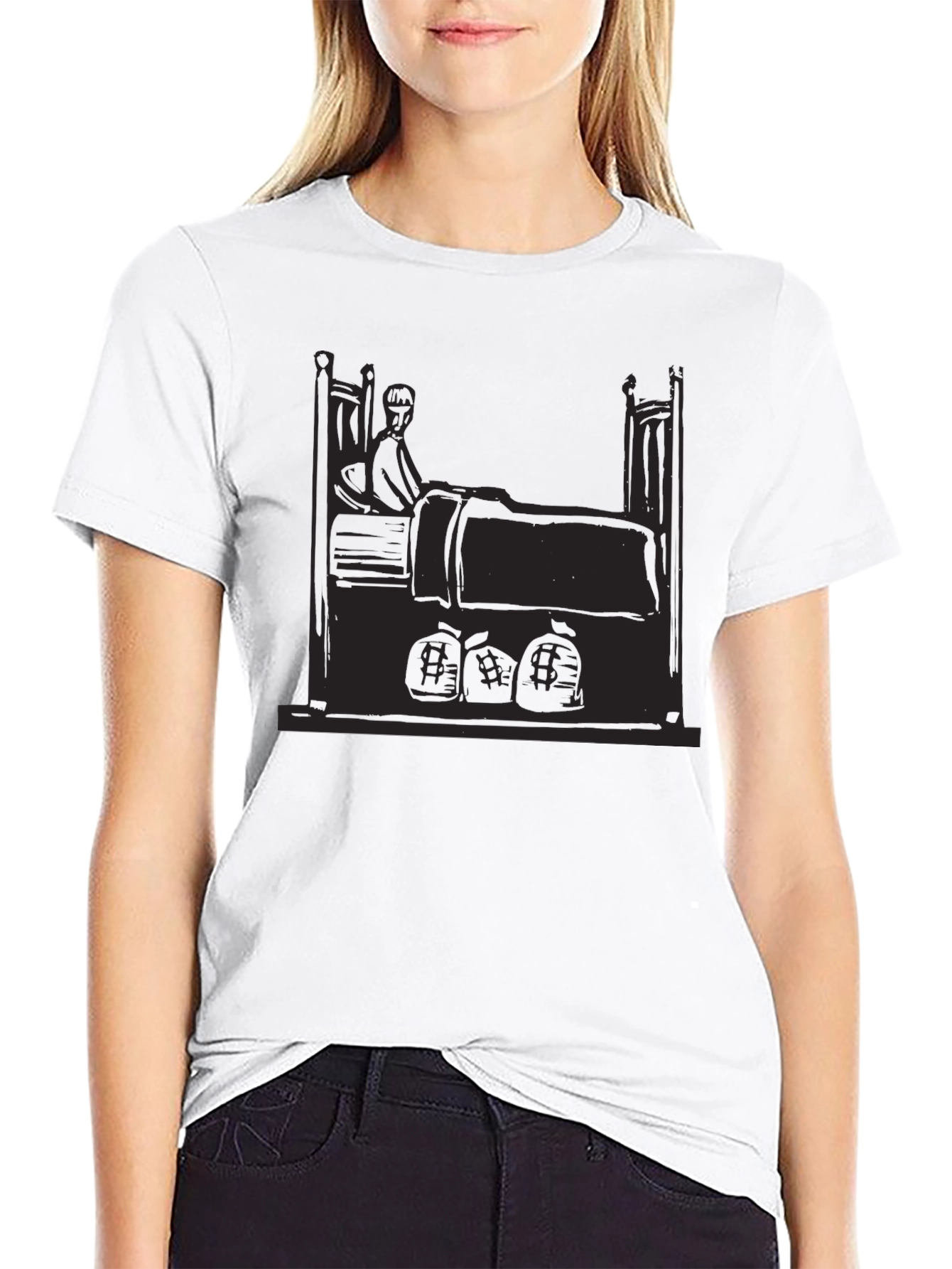 Black Graphic Tee - Sick Patient in Bed