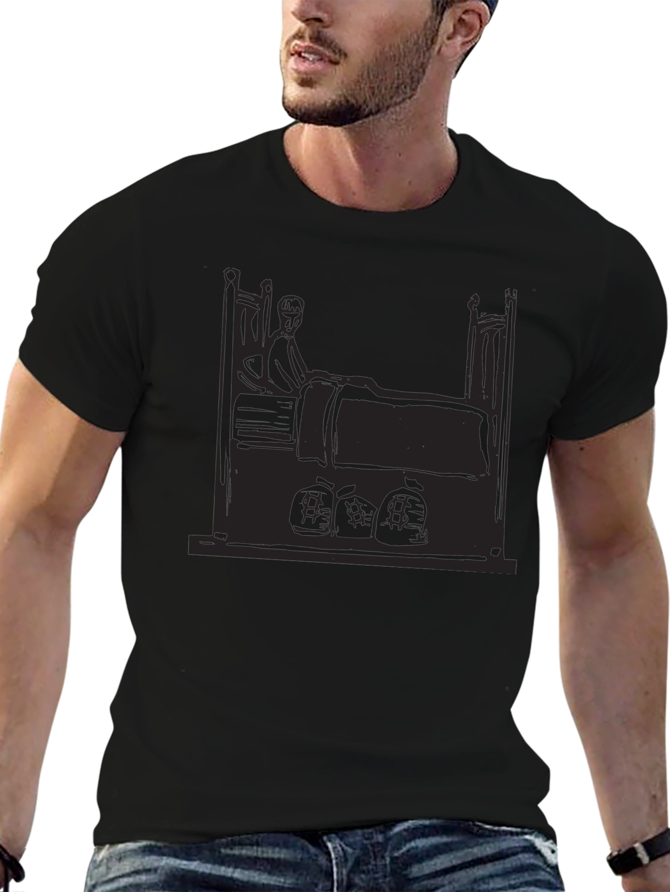 Black Graphic Tee - Sick Patient in Bed