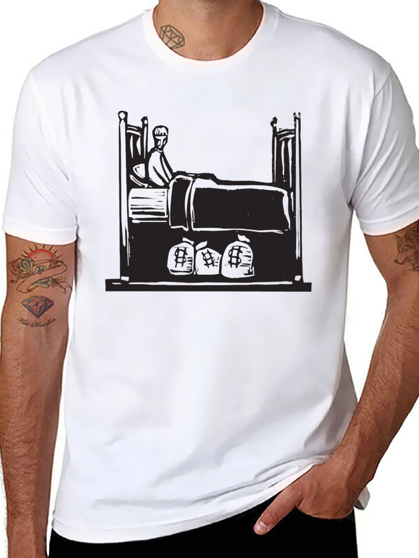 Black Graphic Tee - Sick Patient in Bed