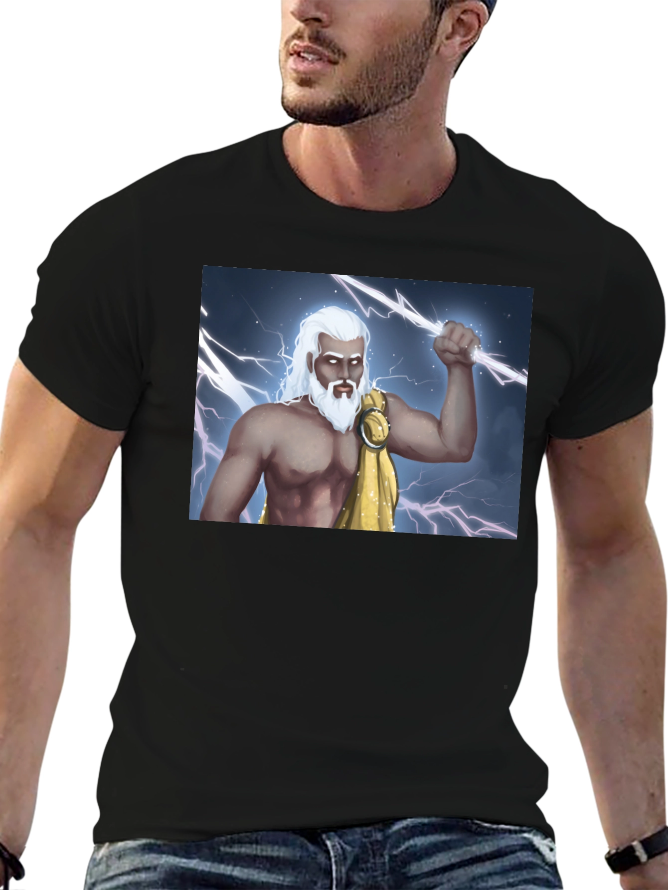 Zeus Lightning Bolt Graphic Tee - Black