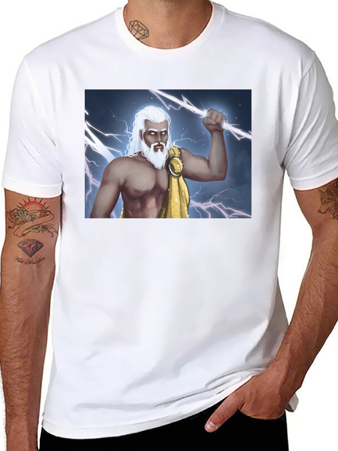 Zeus Lightning Bolt Graphic Tee - Black