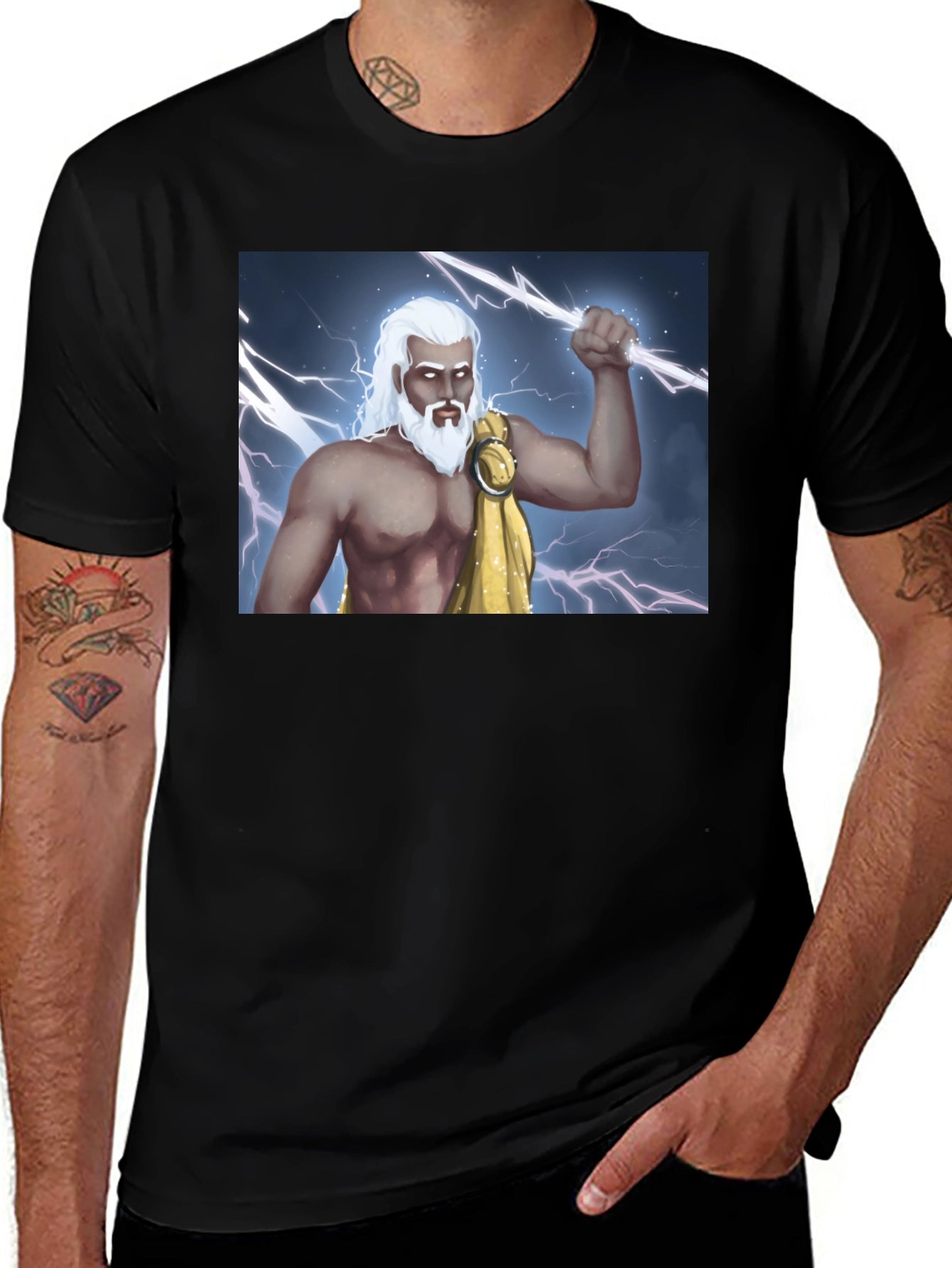 Zeus Lightning Bolt Graphic Tee - Black