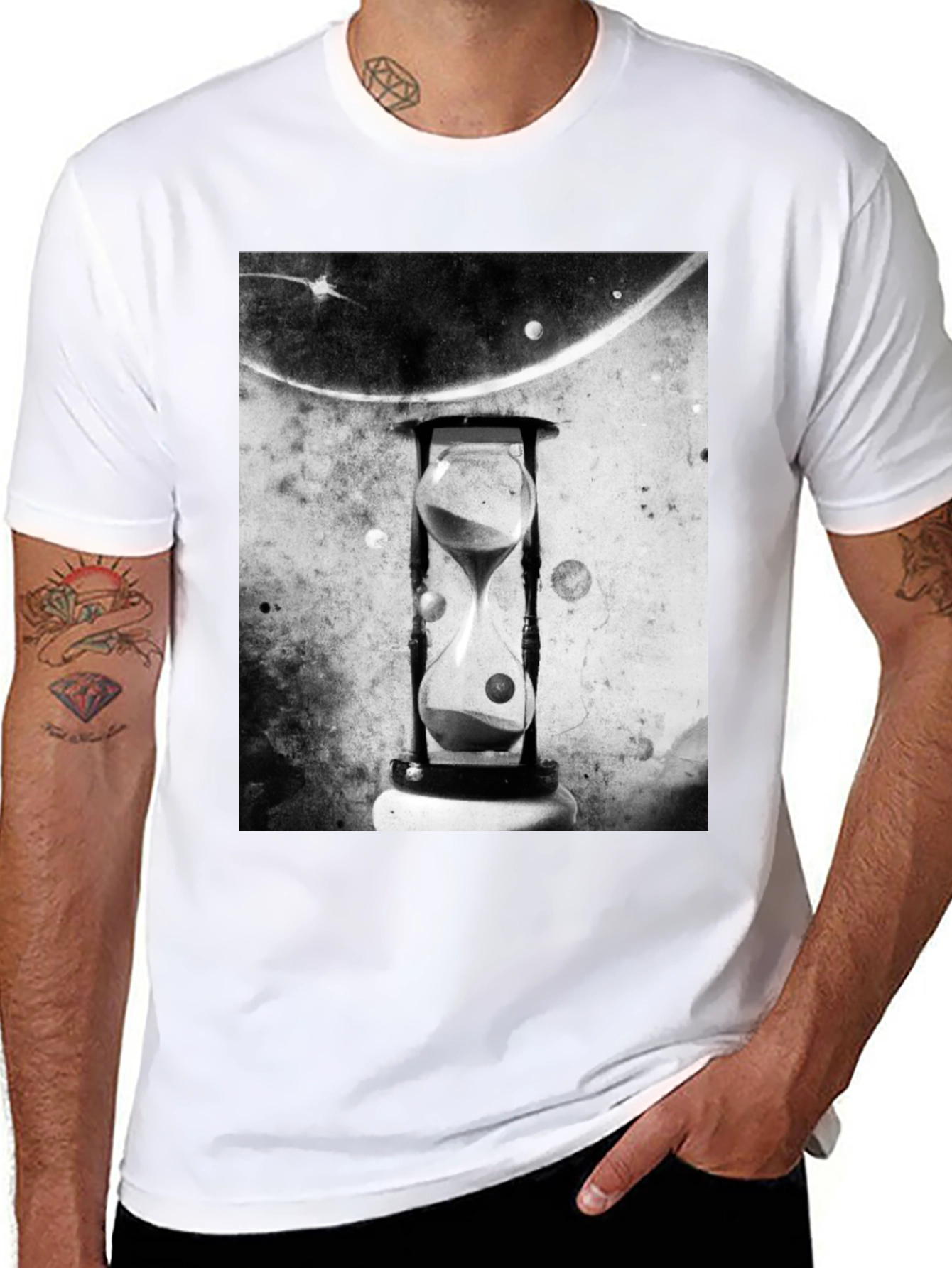 Time Traveler Tee - Hourglass Space Design T-Shirt