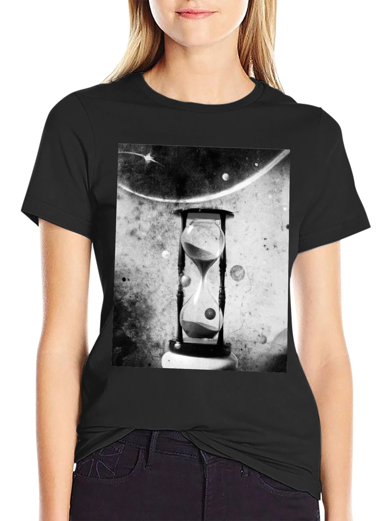 Time Traveler Tee - Hourglass Space Design T-Shirt