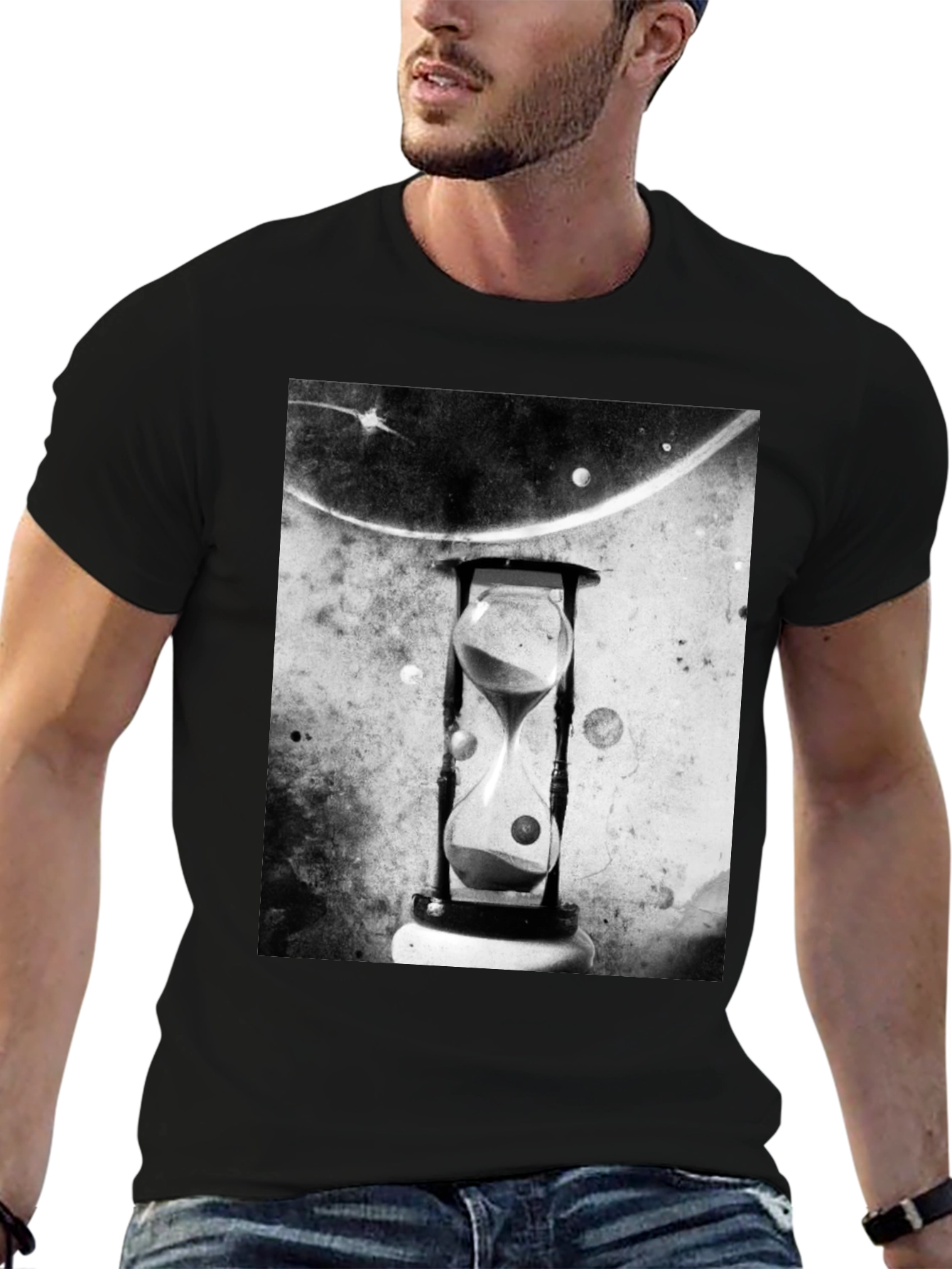 Time Traveler Tee - Hourglass Space Design T-Shirt