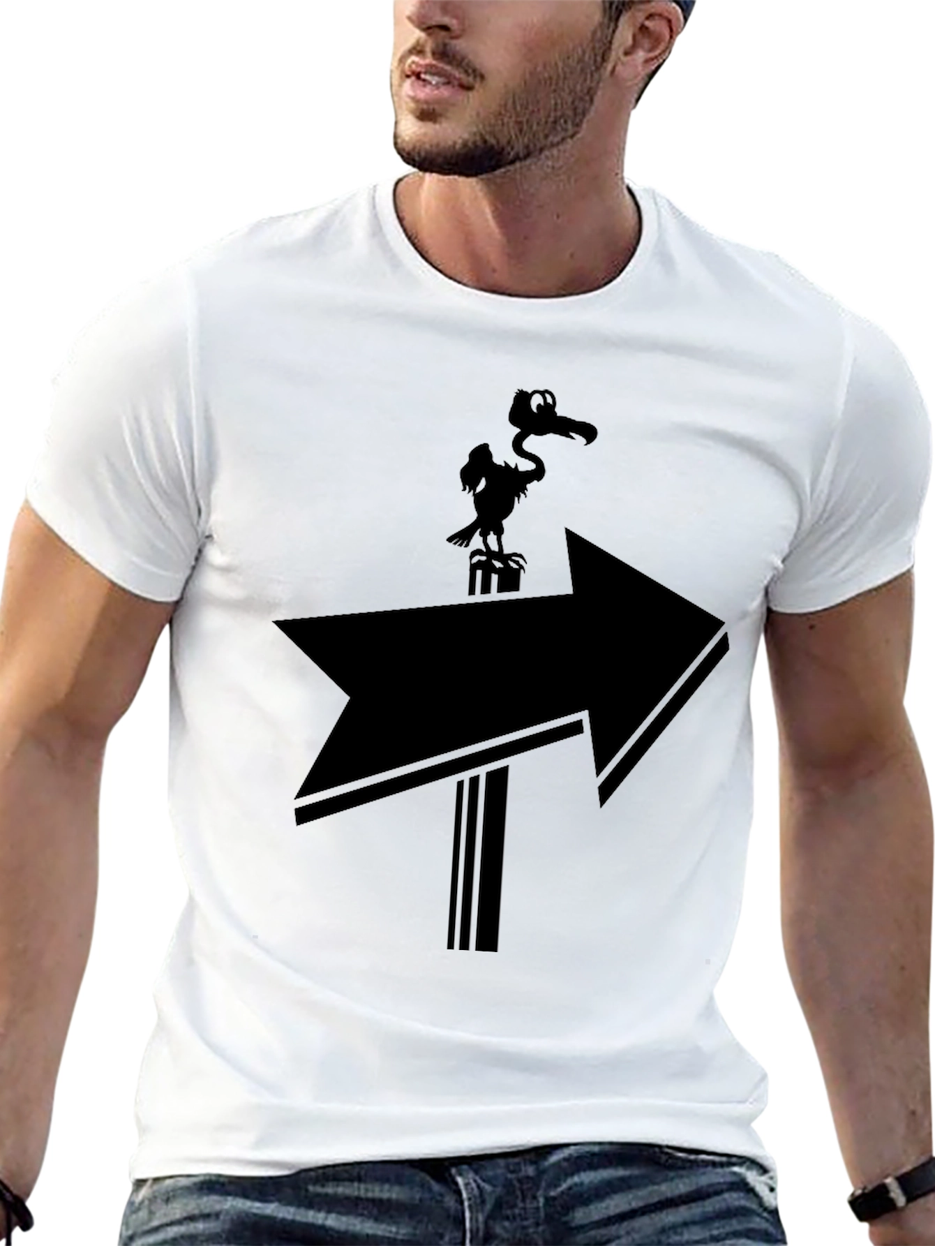 Humorous Vulture Arrow T-Shirt - Black