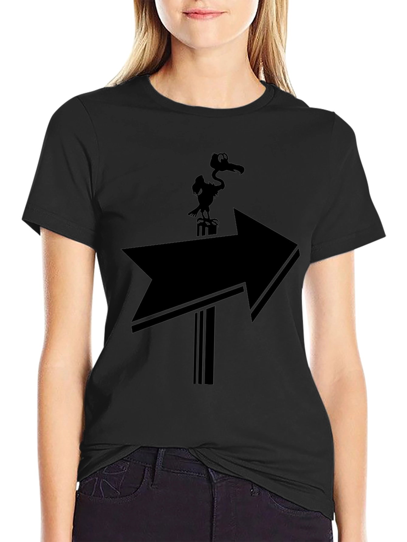 Humorous Vulture Arrow T-Shirt - Black