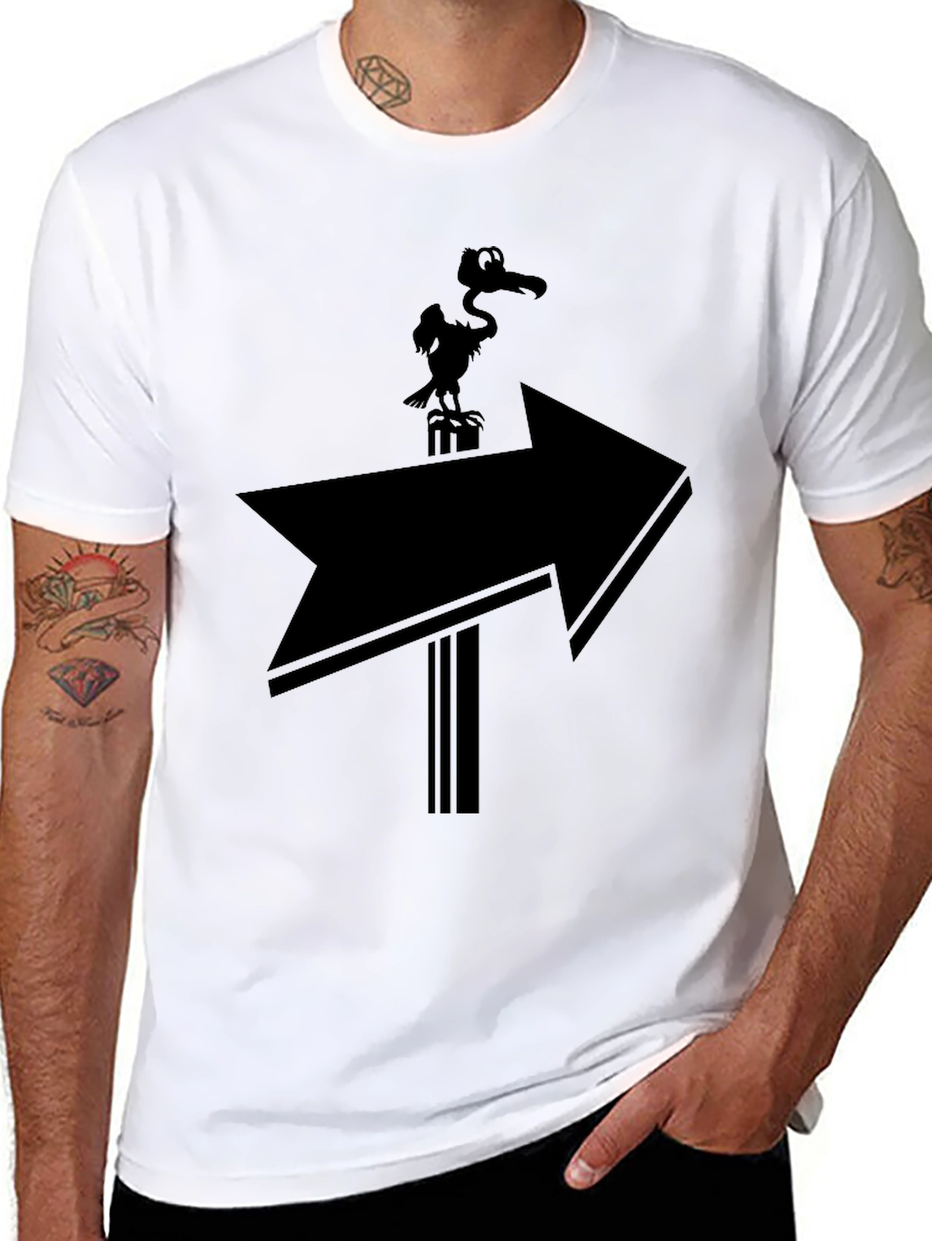 Humorous Vulture Arrow T-Shirt - Black