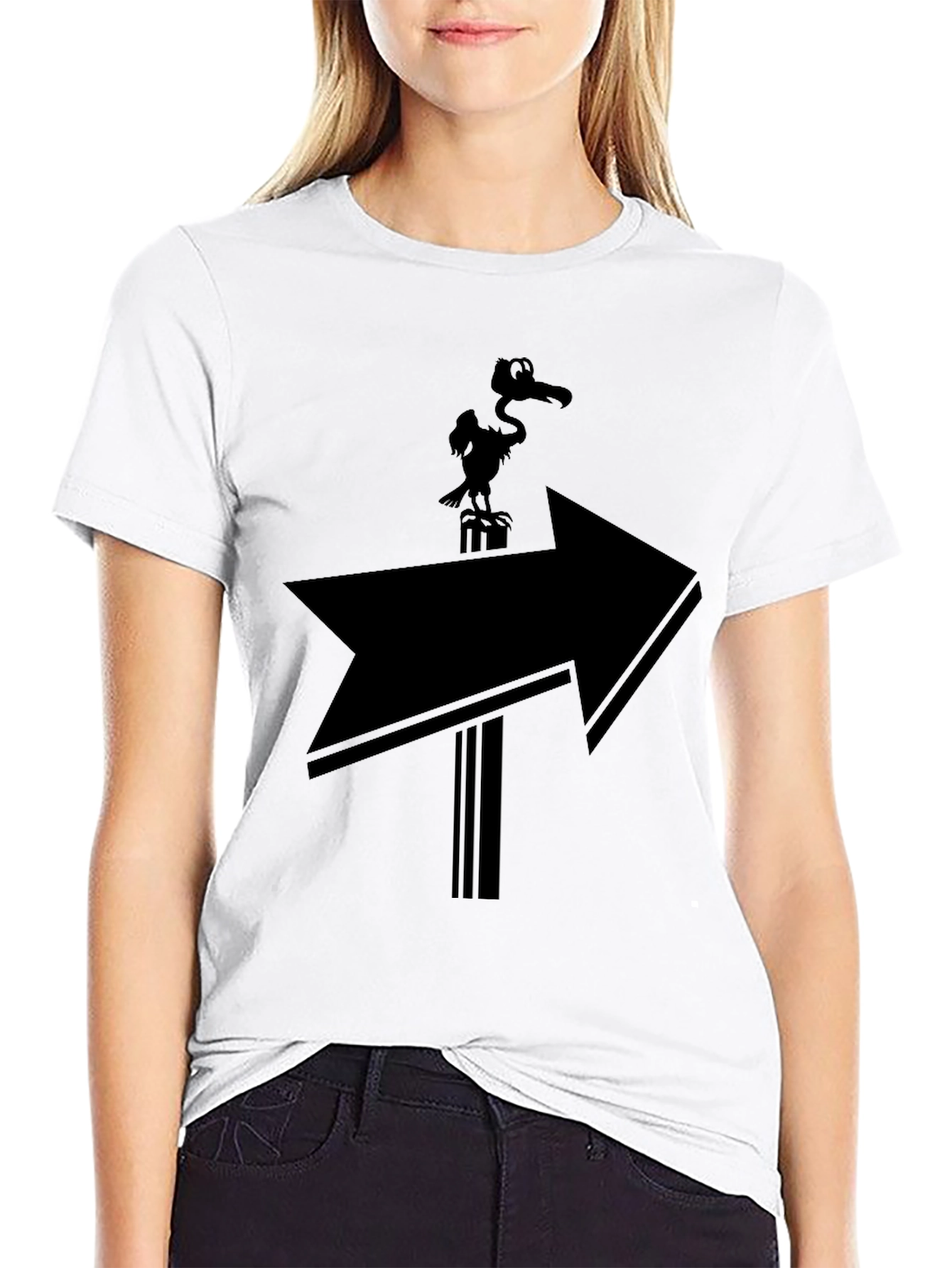 Humorous Vulture Arrow T-Shirt - Black