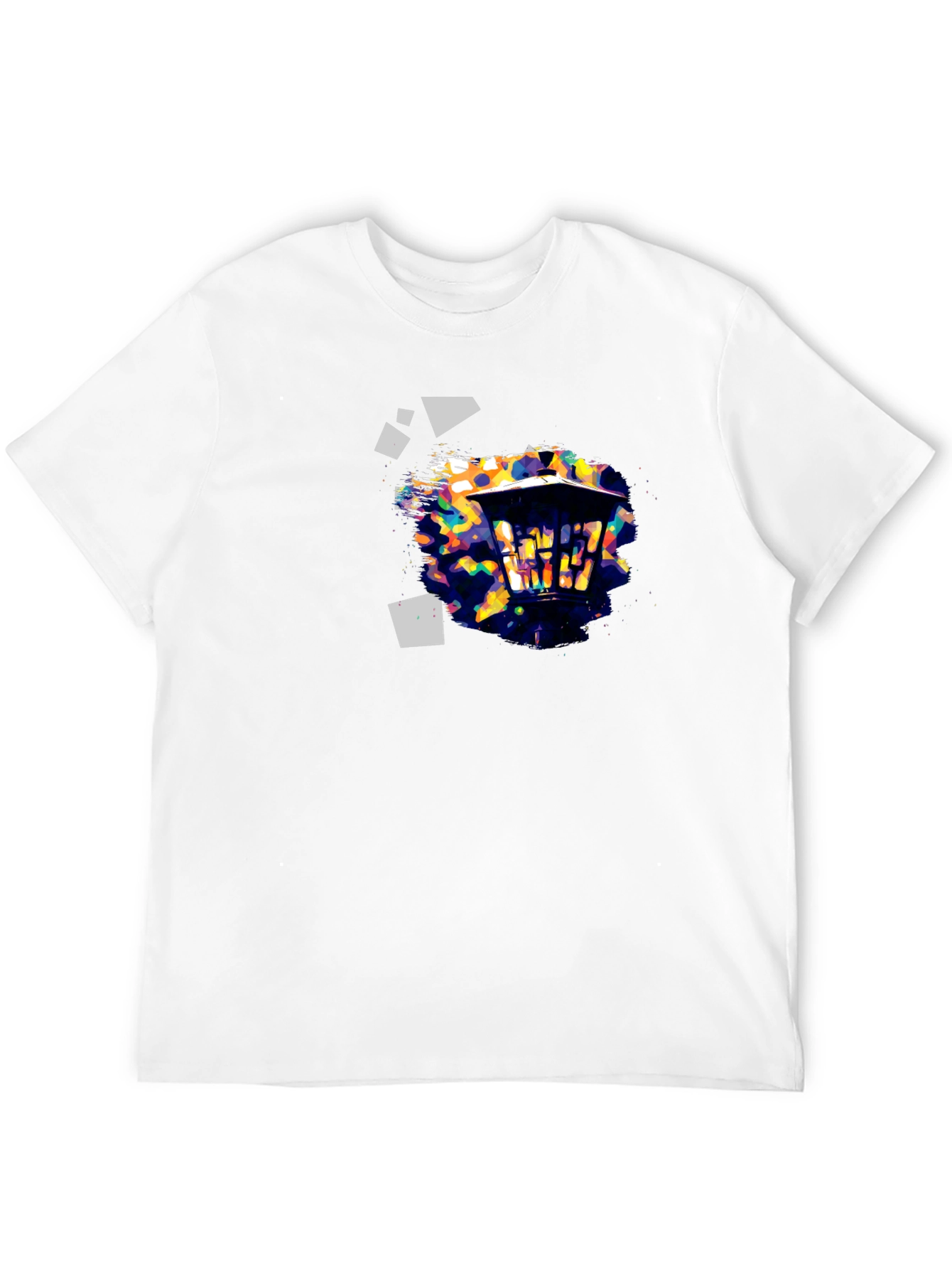 Abstract Geometric Lantern Print Black T-Shirt