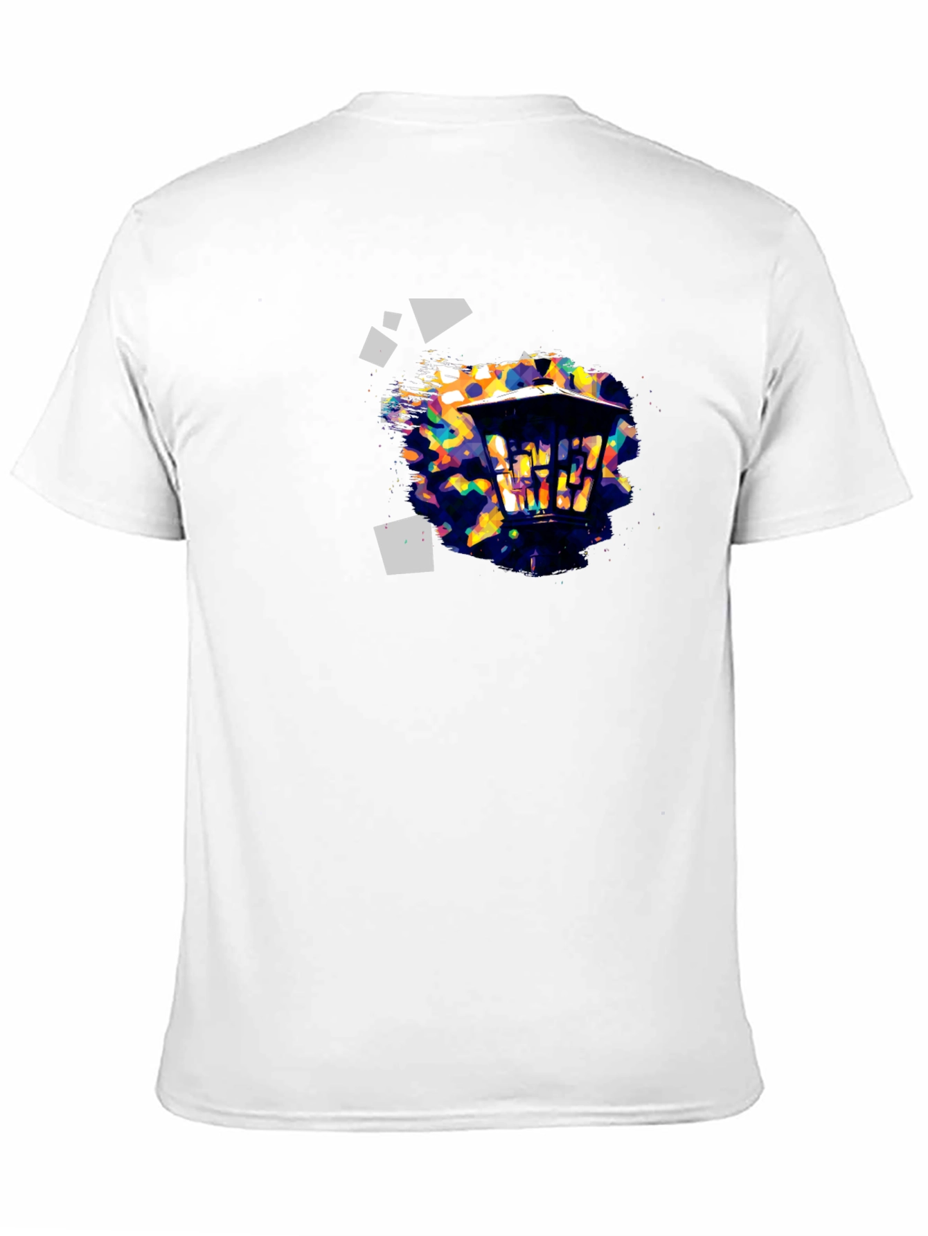 Abstract Geometric Lantern Print Black T-Shirt