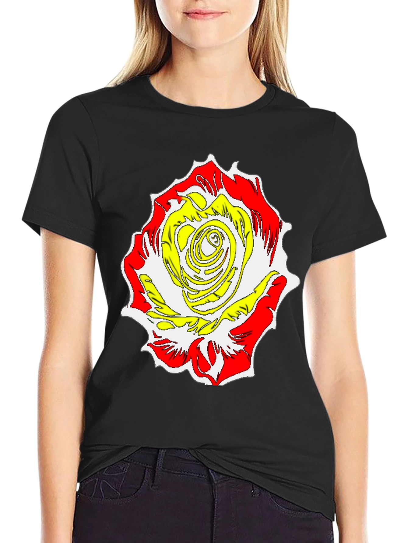 Rose Graphic Tee - Bold Floral Print