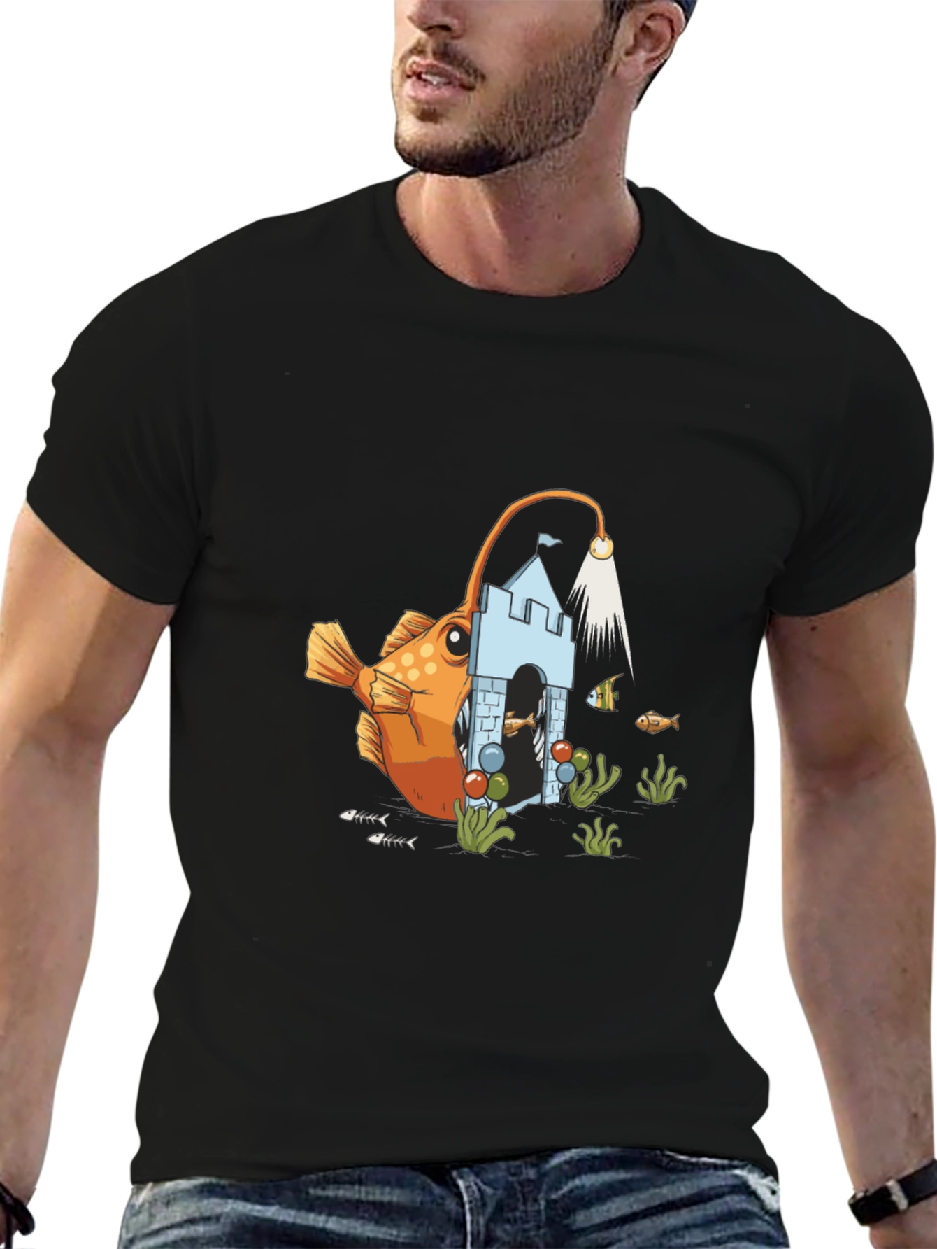 Anglerfish Castle Graphic Tee - Black