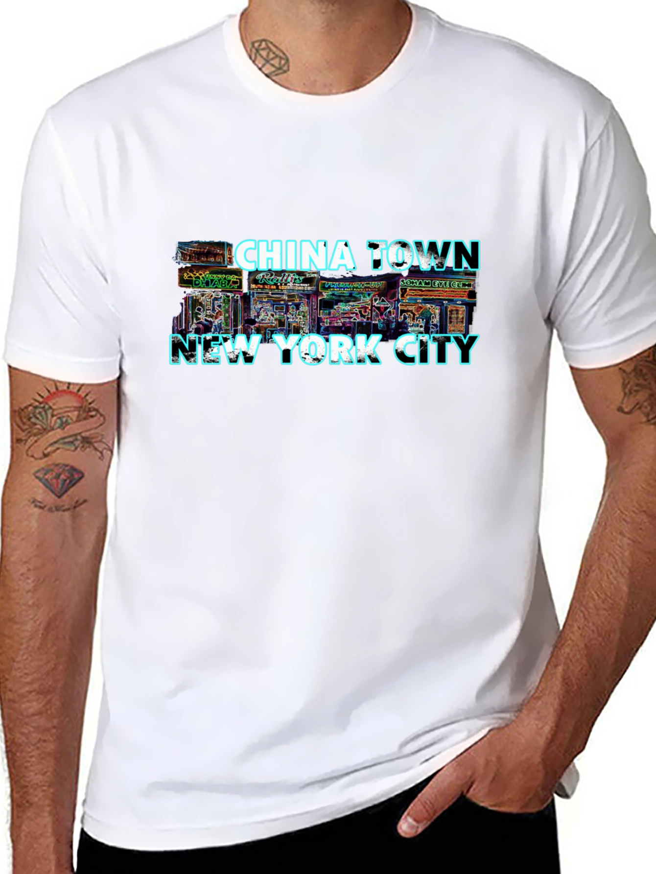 Chinatown NY Neon Graphic Tee