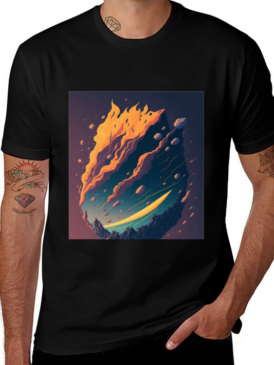 Fiery Landscape Graphic Tee - Unique Design