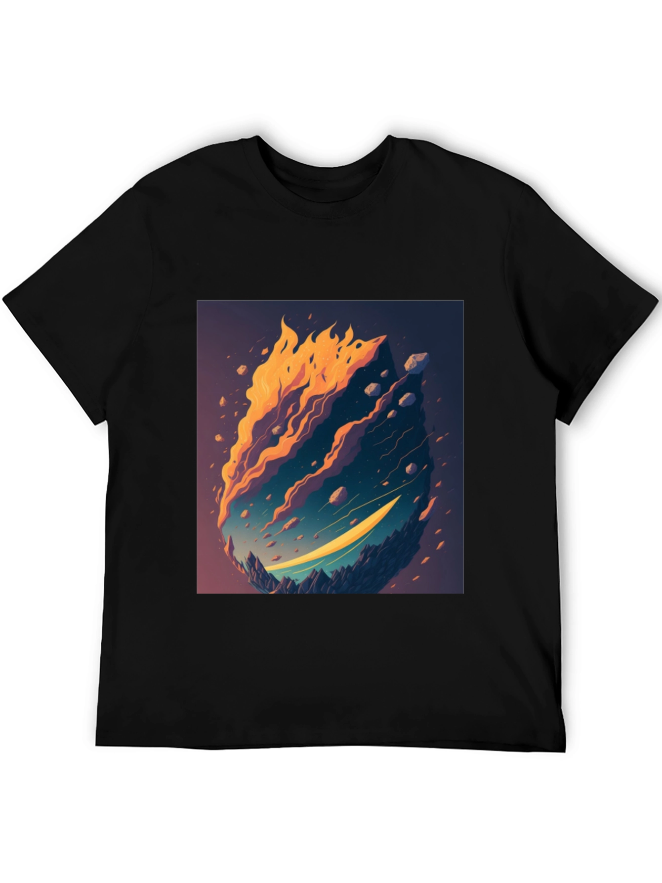 Fiery Landscape Graphic Tee - Unique Design