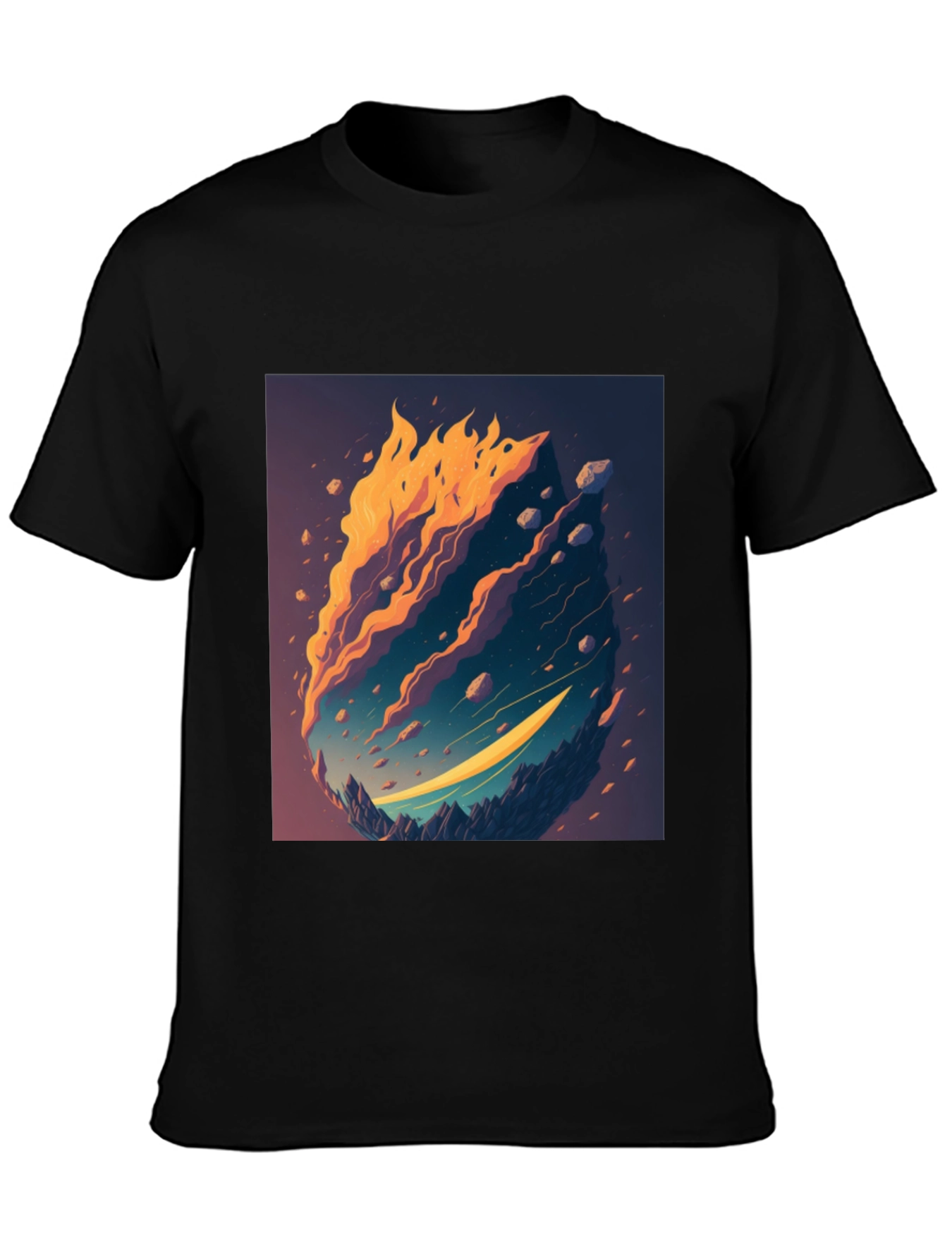 Fiery Landscape Graphic Tee - Unique Design