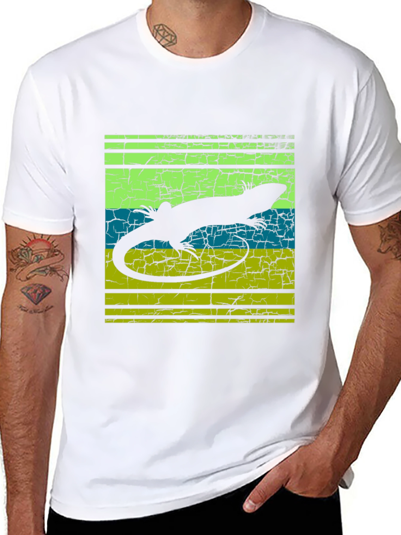 Lizard Silhouette Graphic Tee - Retro Style