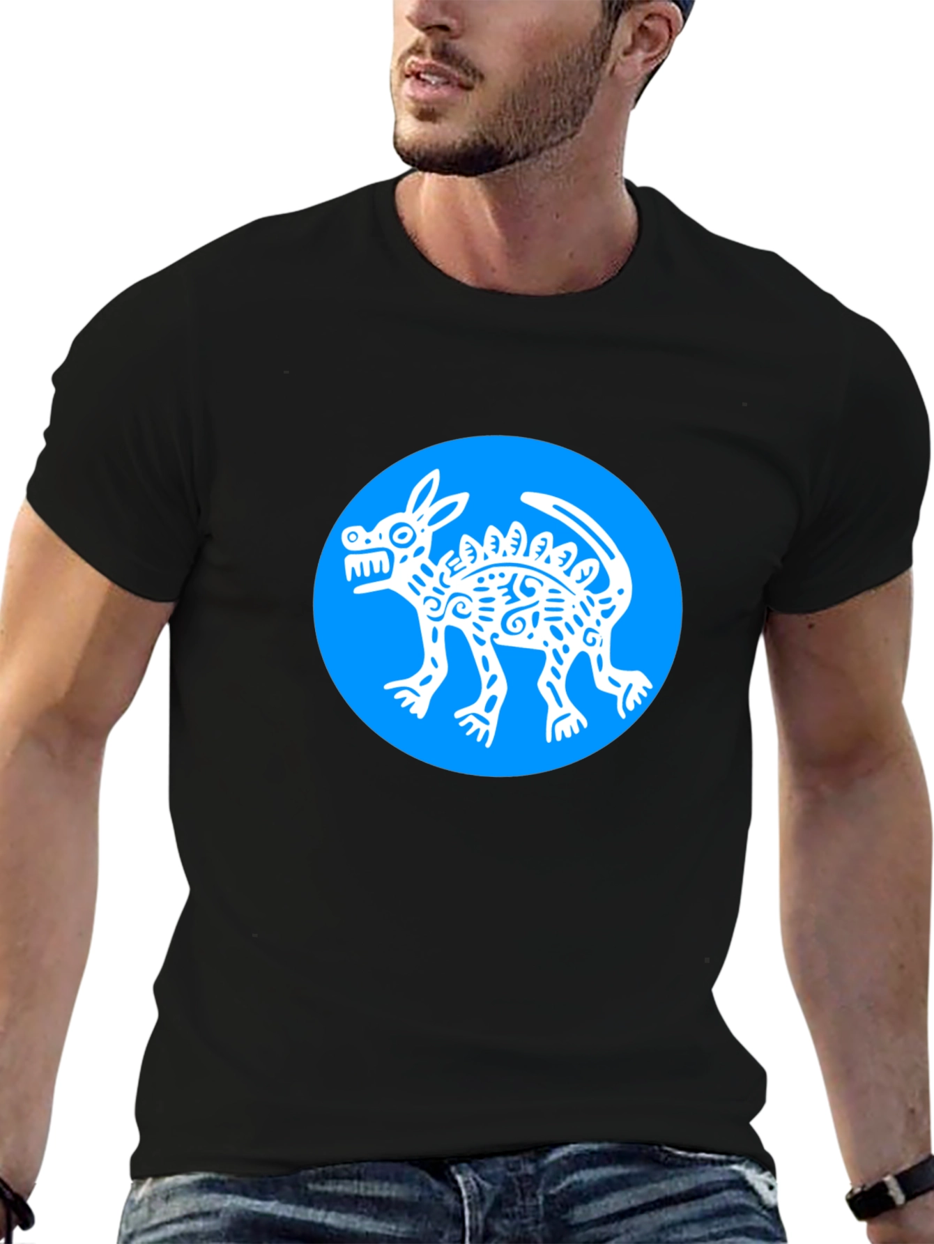 Aztec Dog T-Shirt - Mens Black Graphic Tee