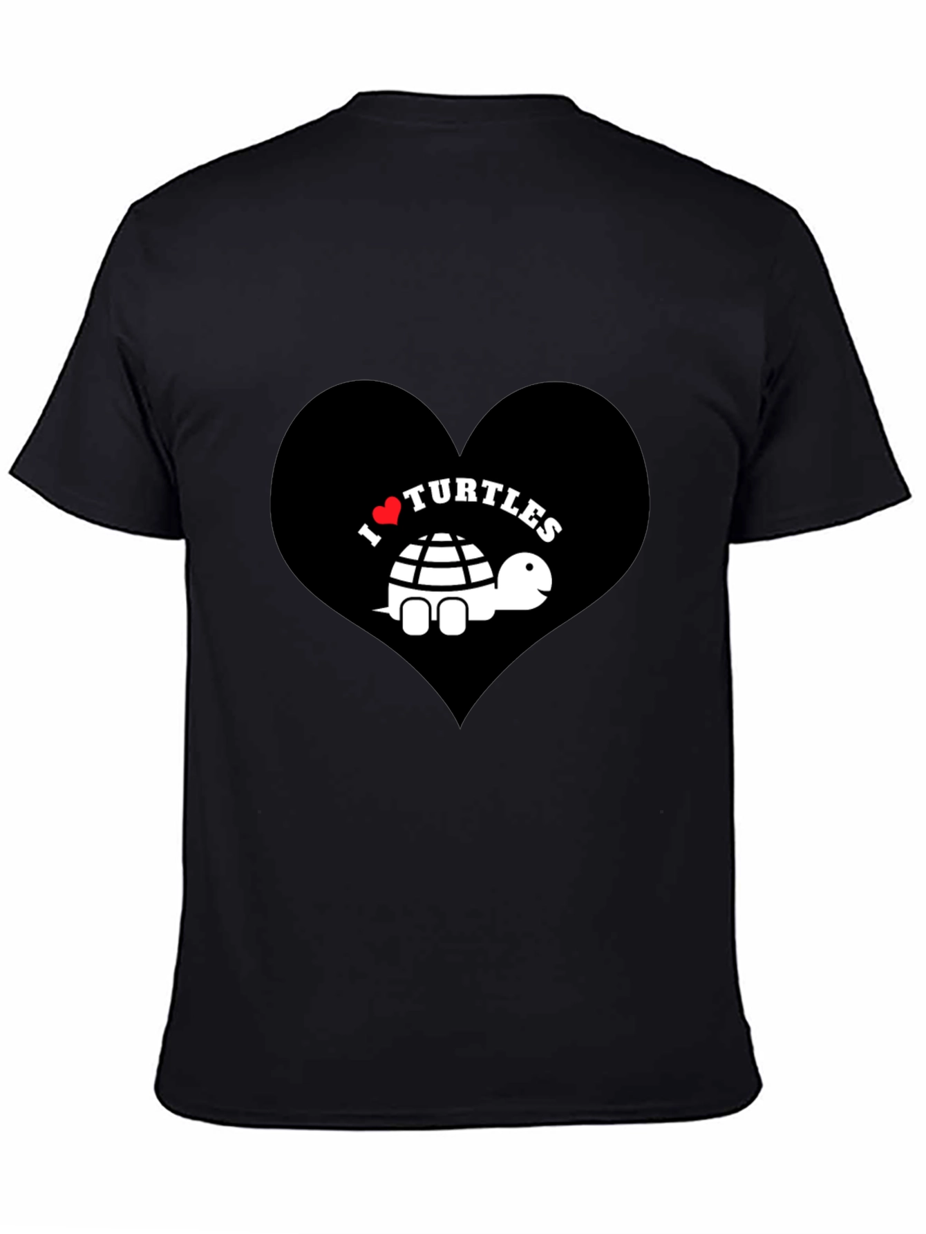 I Heart Turtles Graphic Tee - Black Cotton T-Shirt