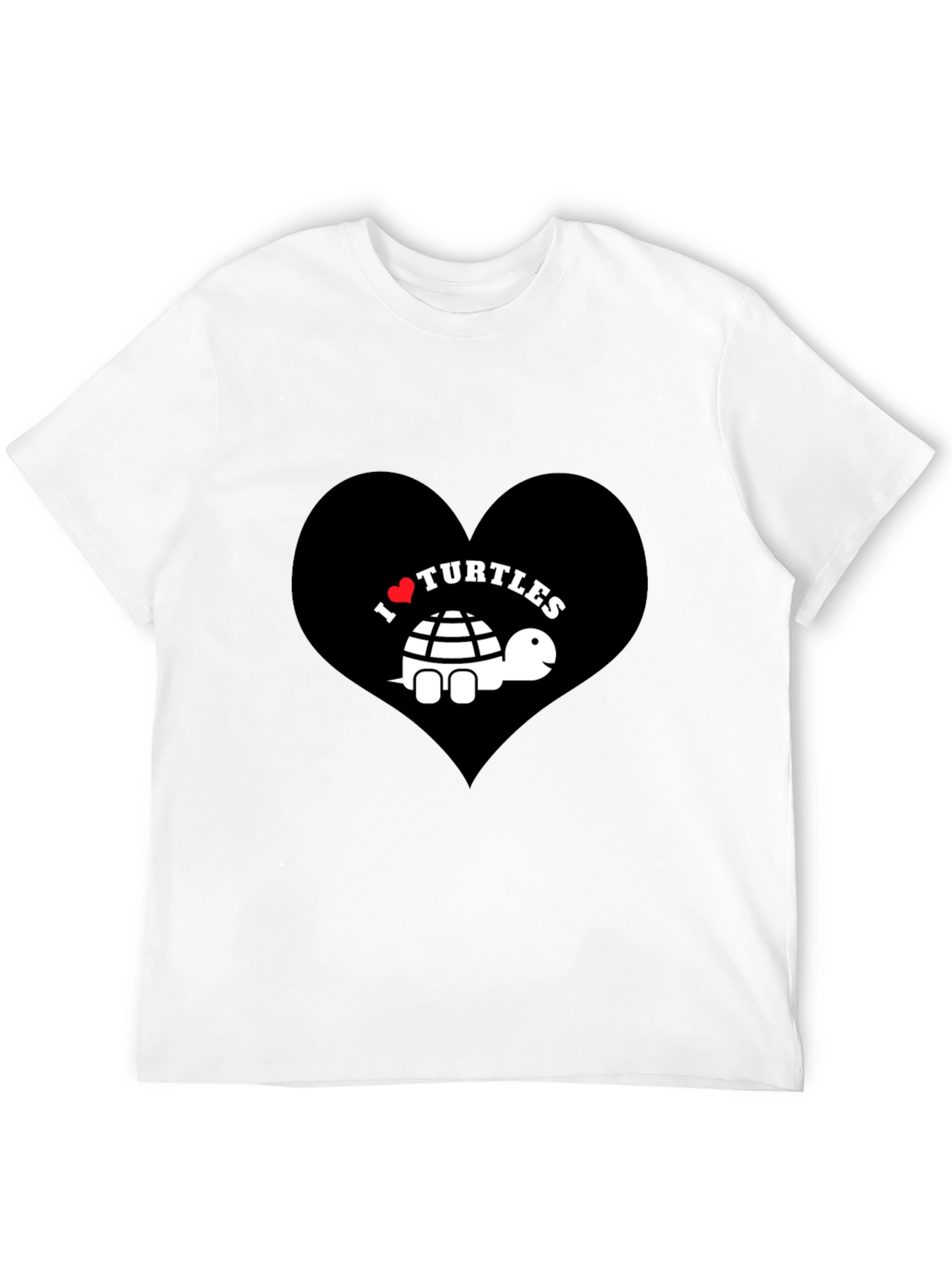 I Heart Turtles Graphic Tee - Black Cotton T-Shirt
