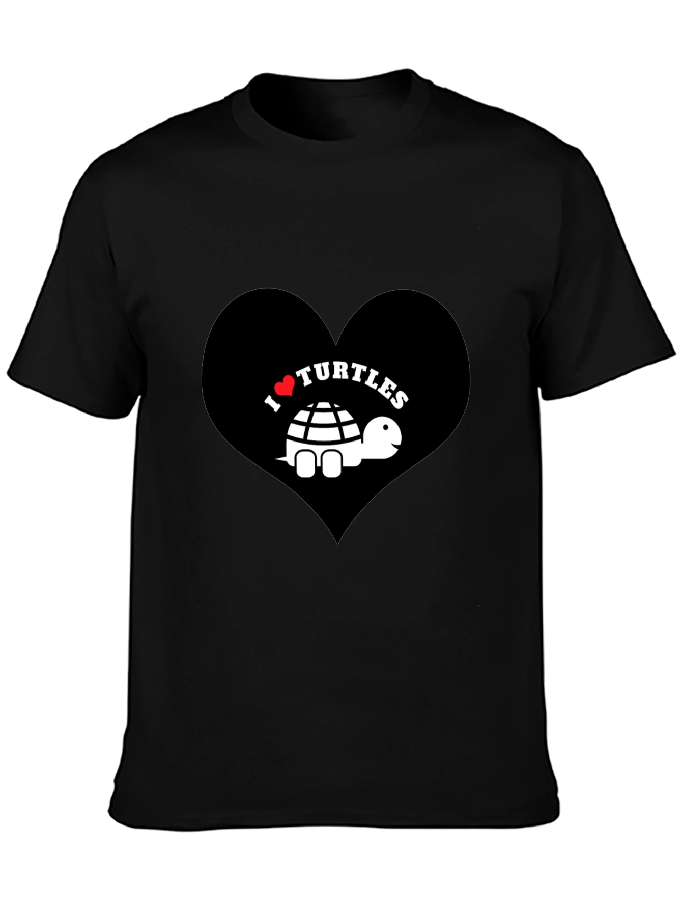 I Heart Turtles Graphic Tee - Black Cotton T-Shirt