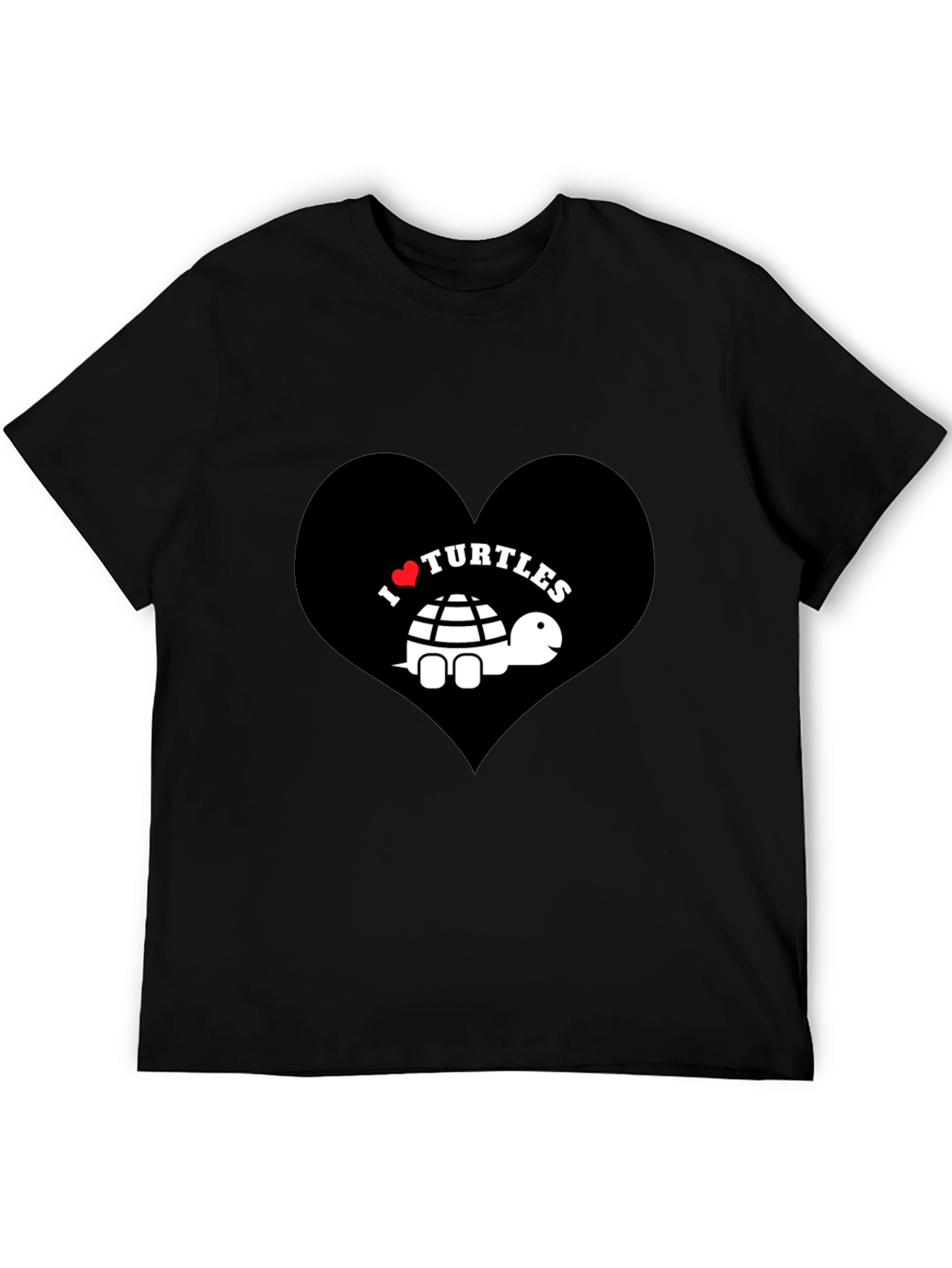 I Heart Turtles Graphic Tee - Black Cotton T-Shirt