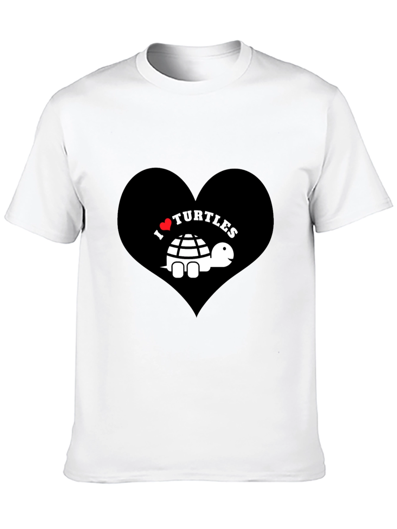 I Heart Turtles Graphic Tee - Black Cotton T-Shirt