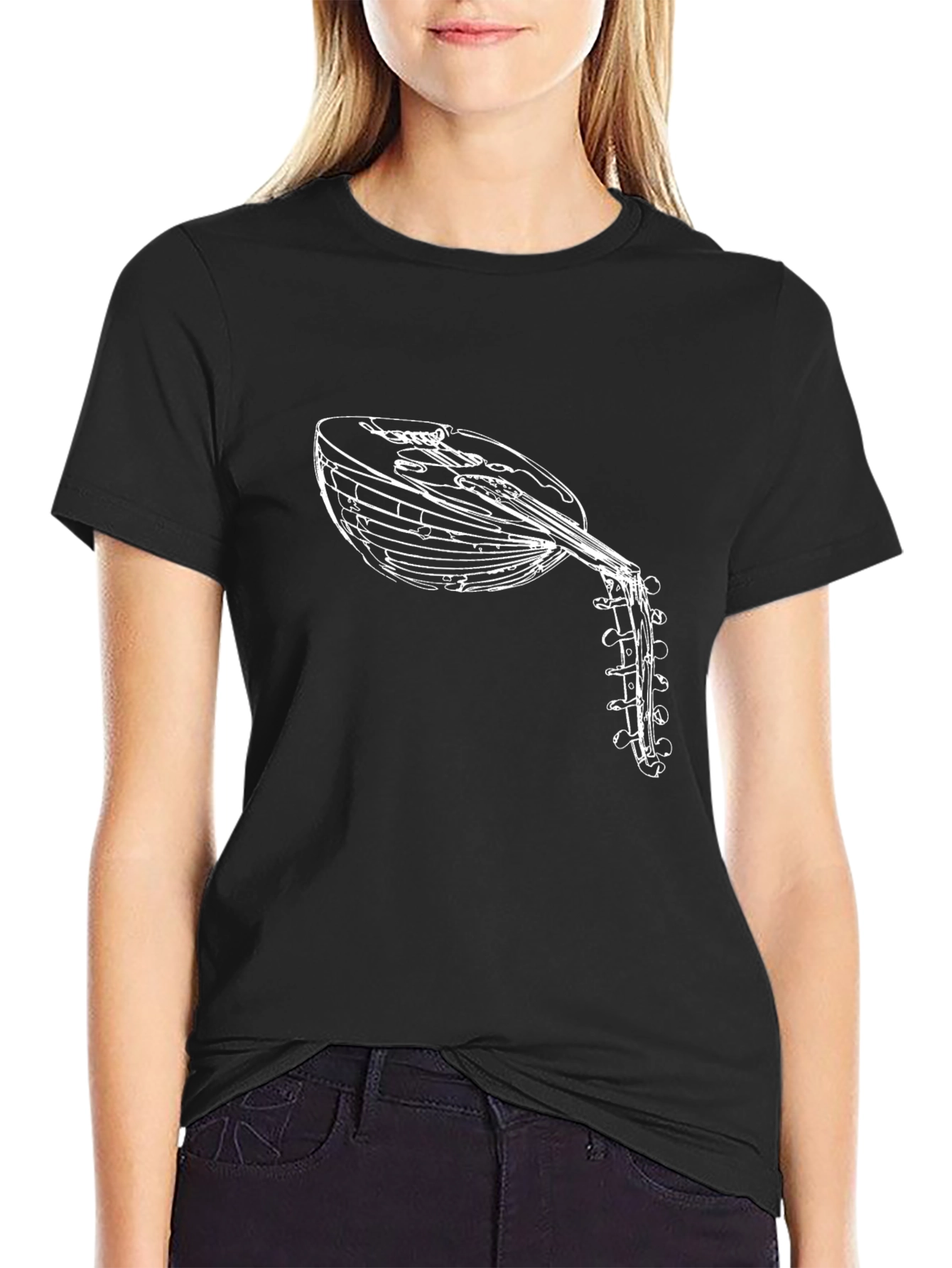 Oud Instrument Graphic Tee - Black Cotton Shirt