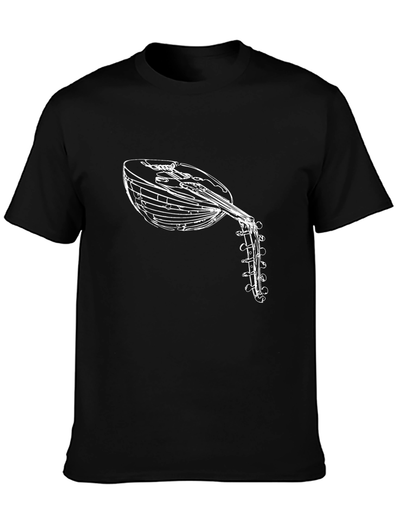 Oud Instrument Graphic Tee - Black Cotton Shirt