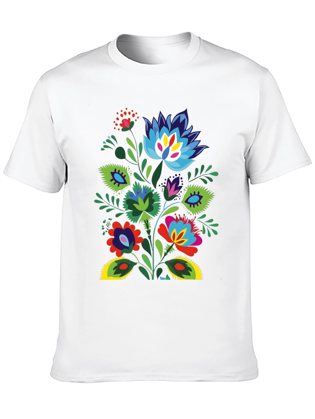 Floral Folk Art Black T-Shirt
