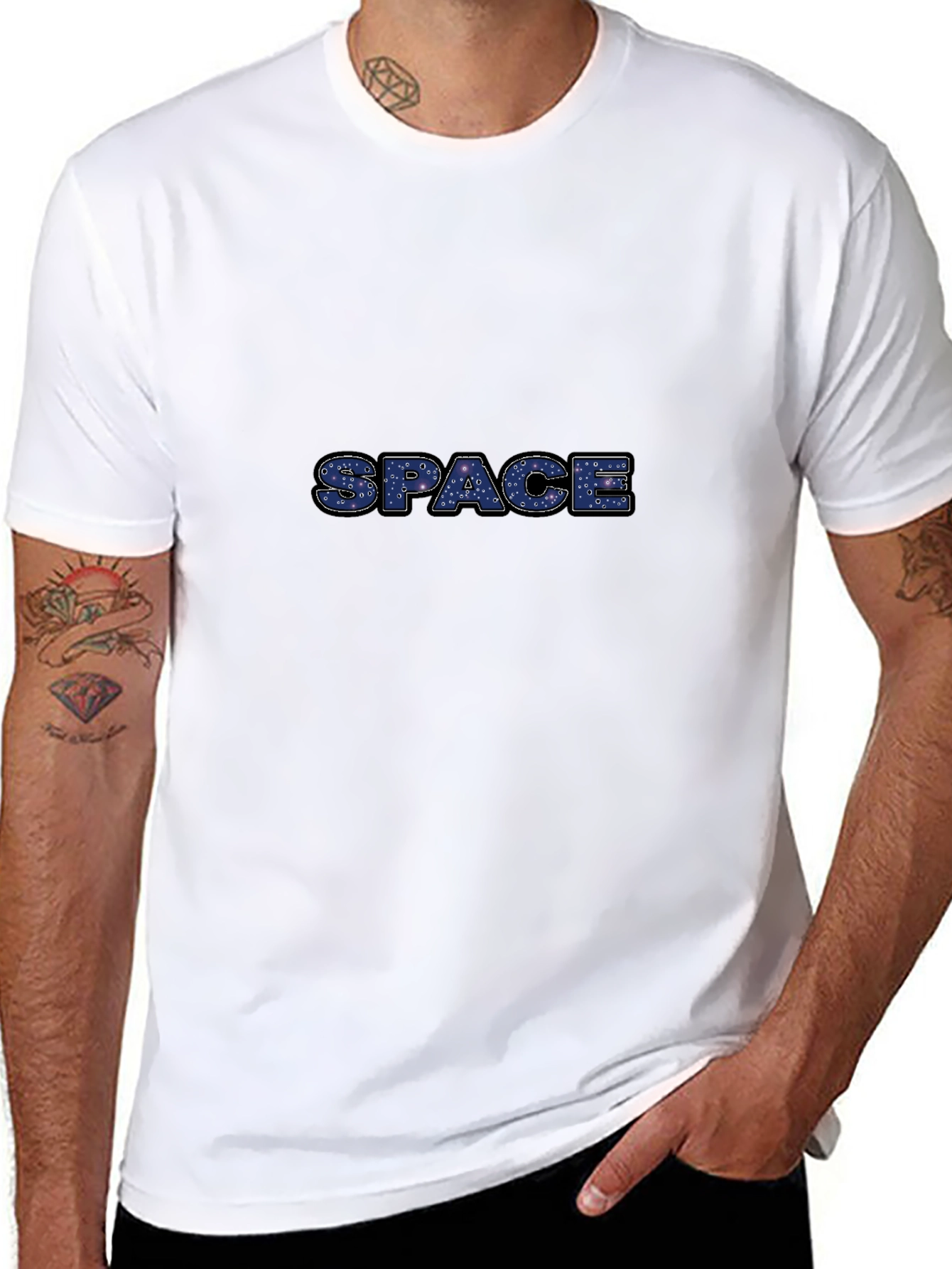 Space Print Black T-Shirt - Galaxy Design