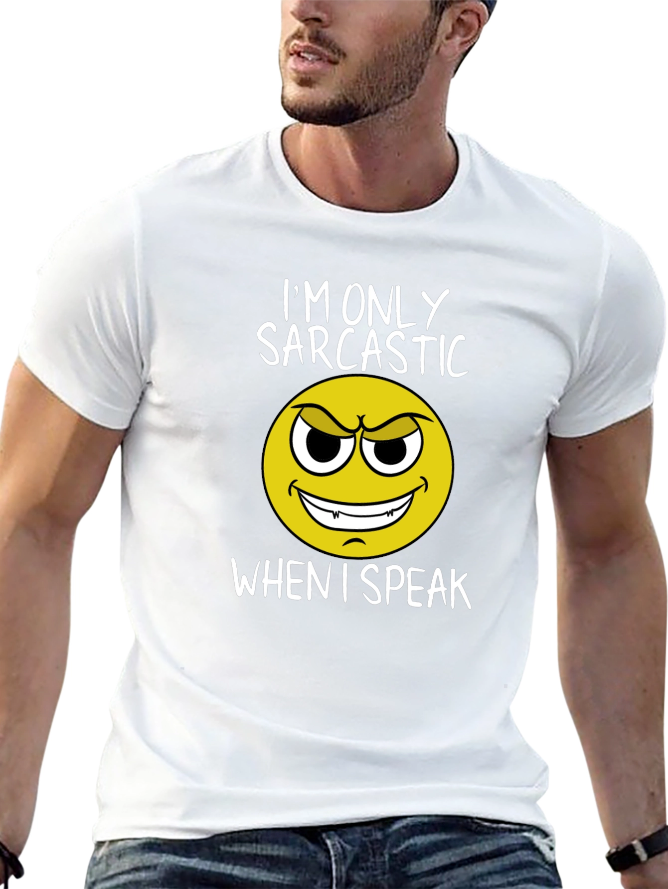 Sarcastic Emoji Graphic Tee - Black Cotton T-Shirt