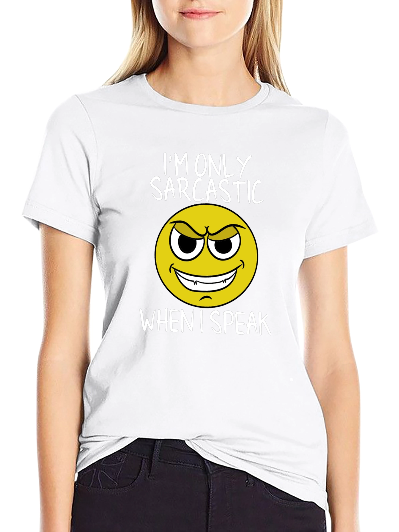 Sarcastic Emoji Graphic Tee - Black Cotton T-Shirt