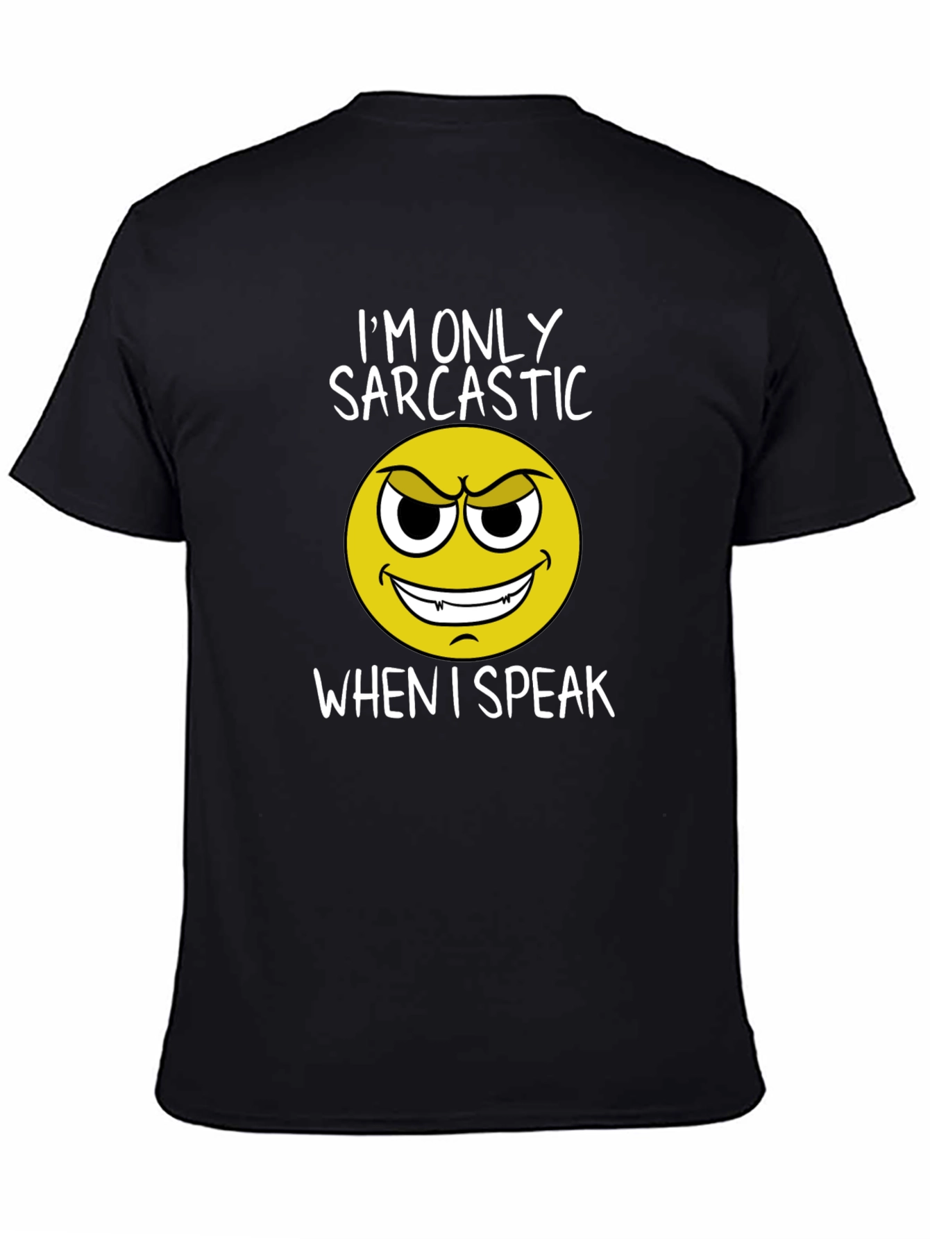 Sarcastic Emoji Graphic Tee - Black Cotton T-Shirt