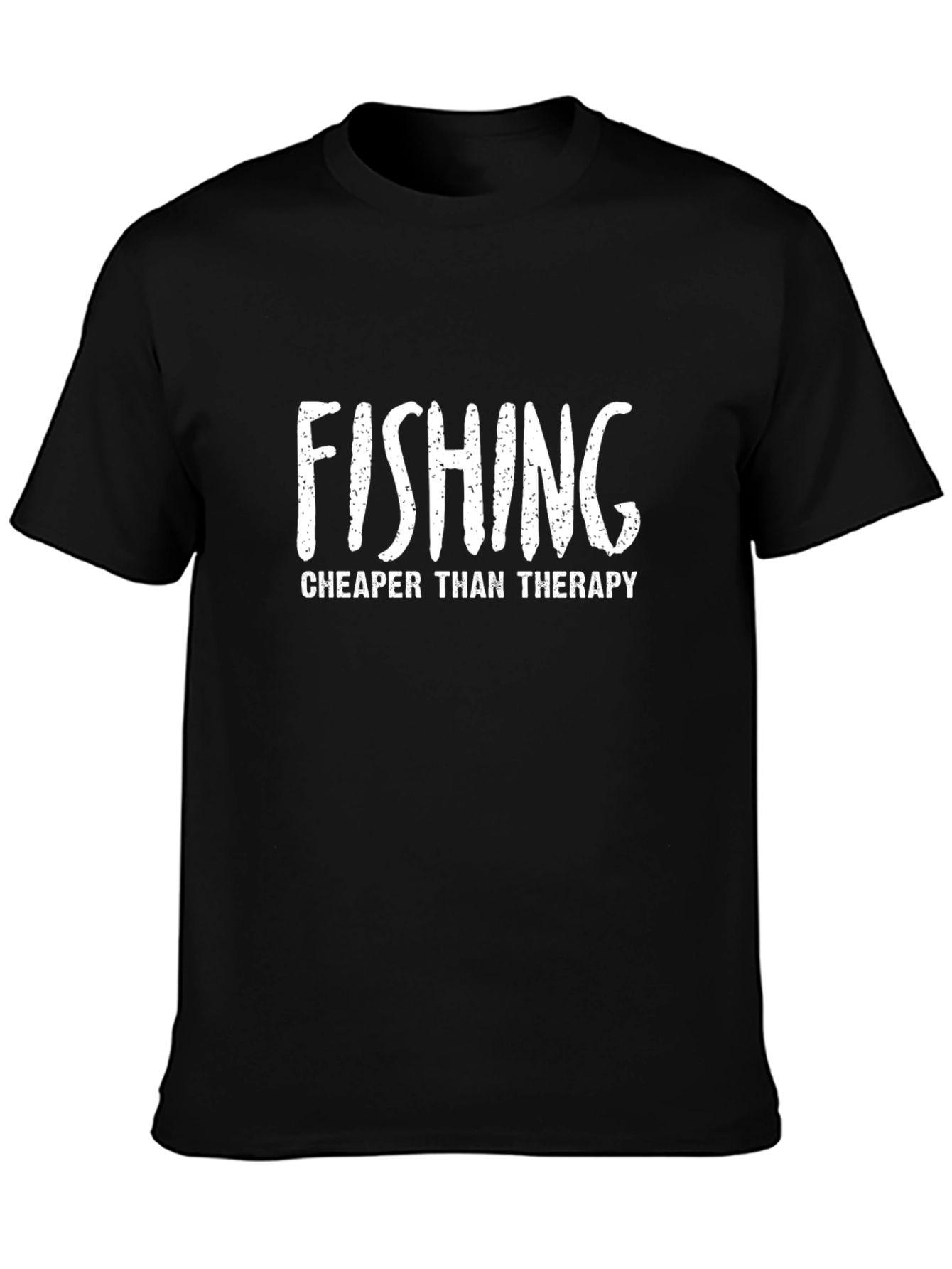 Fishing Cheaper Than Therapy Graphic Tee - Black