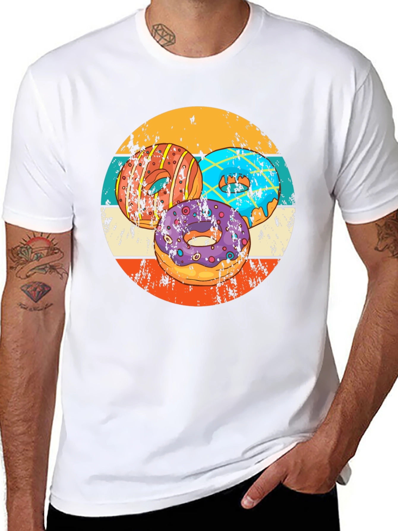 Retro Donut T-Shirt - Graphic Print Tee